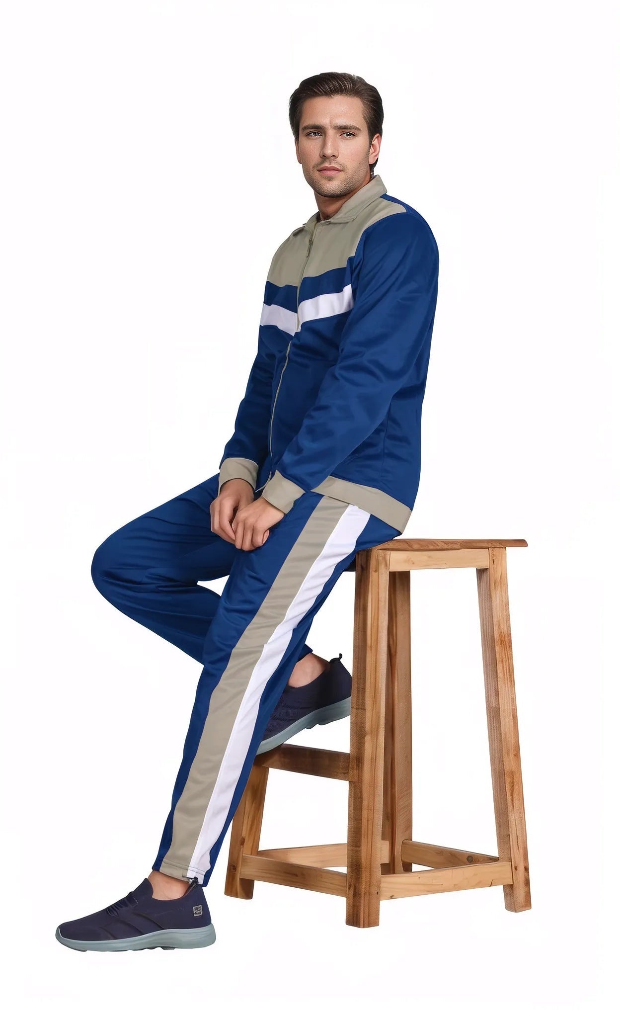 Men's Tracksuit Warm-Up 2-piece Retro Style Track Jacket & Pants Matching Set