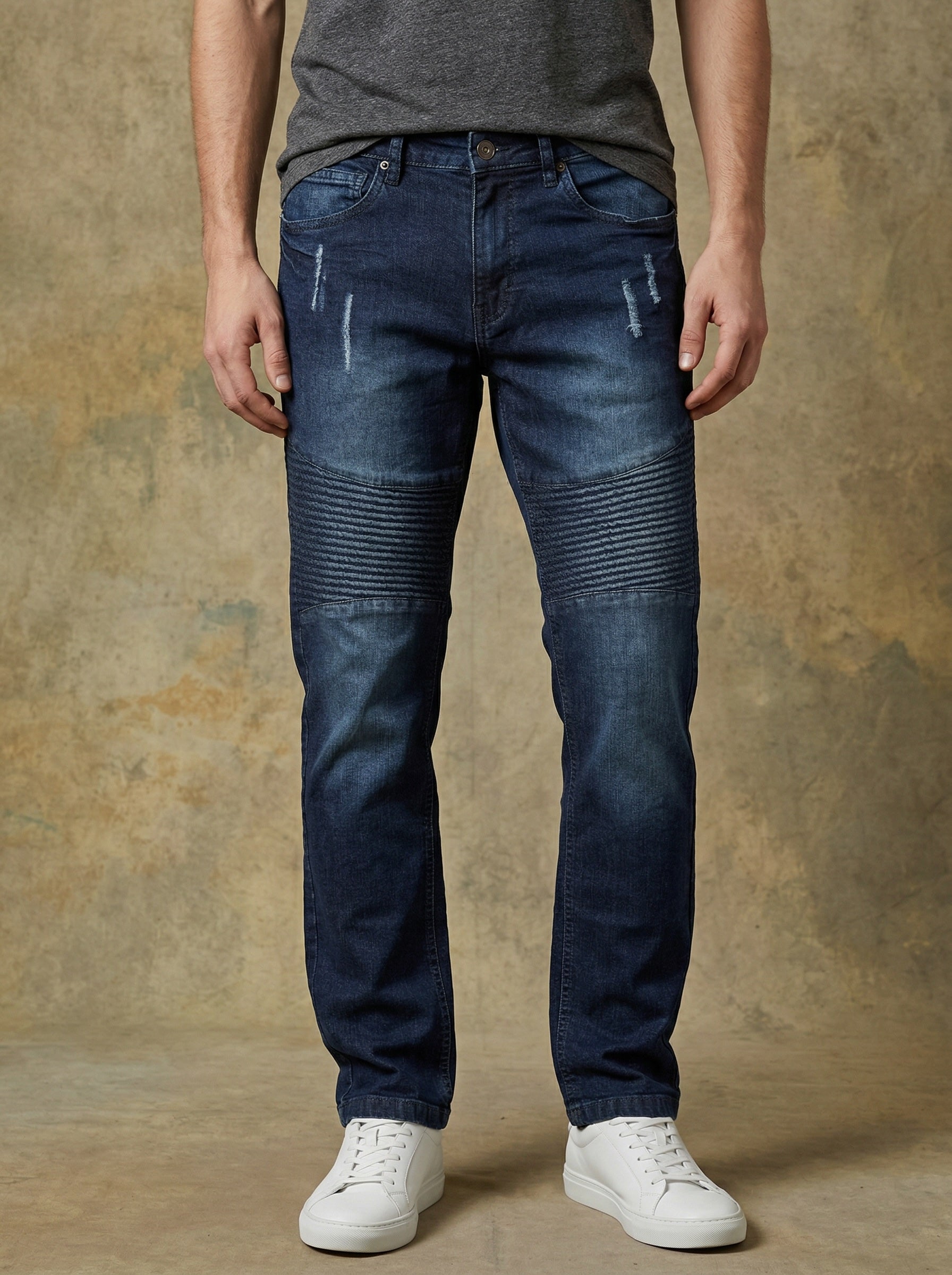 Men's Biker Denim Straight Fit Ripped Denim Jeans – Royal Threads