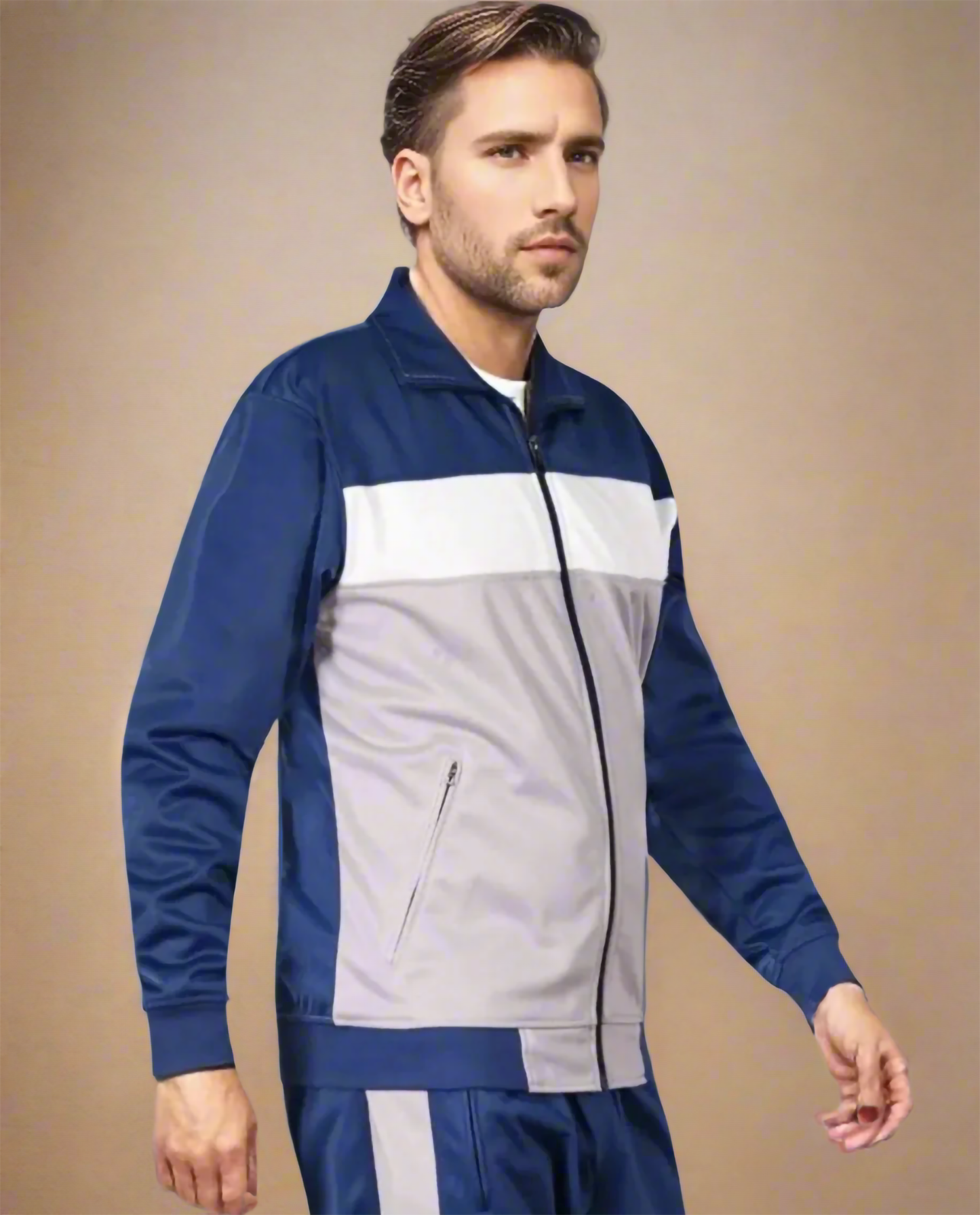 Men’s 2-Piece Tracksuit Traditional Coral Blocks Active Track Jacket and Track pants Outfits