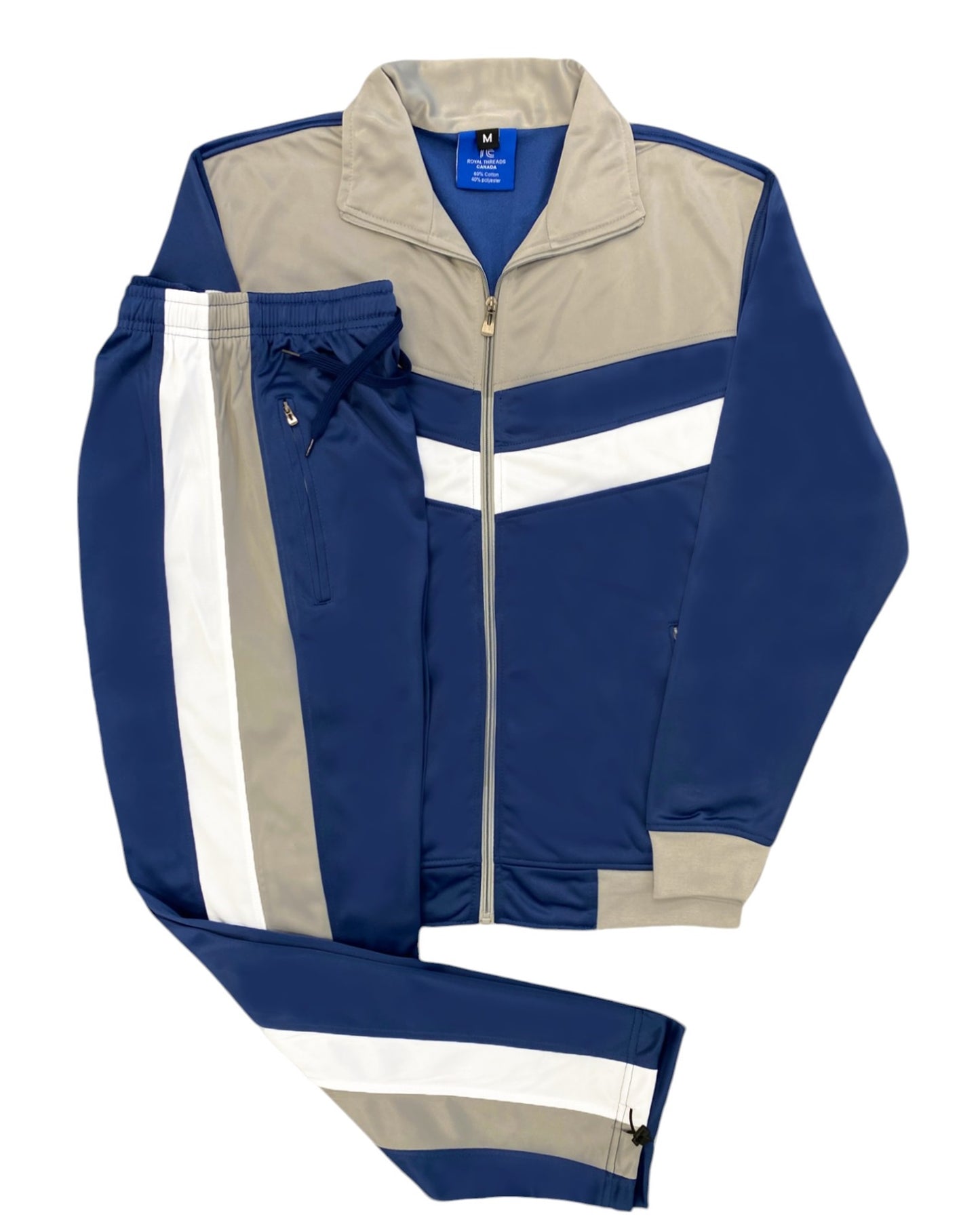 Men's Tracksuit Warm-Up 2-piece Retro Style Track Jacket & Pants Matching Set