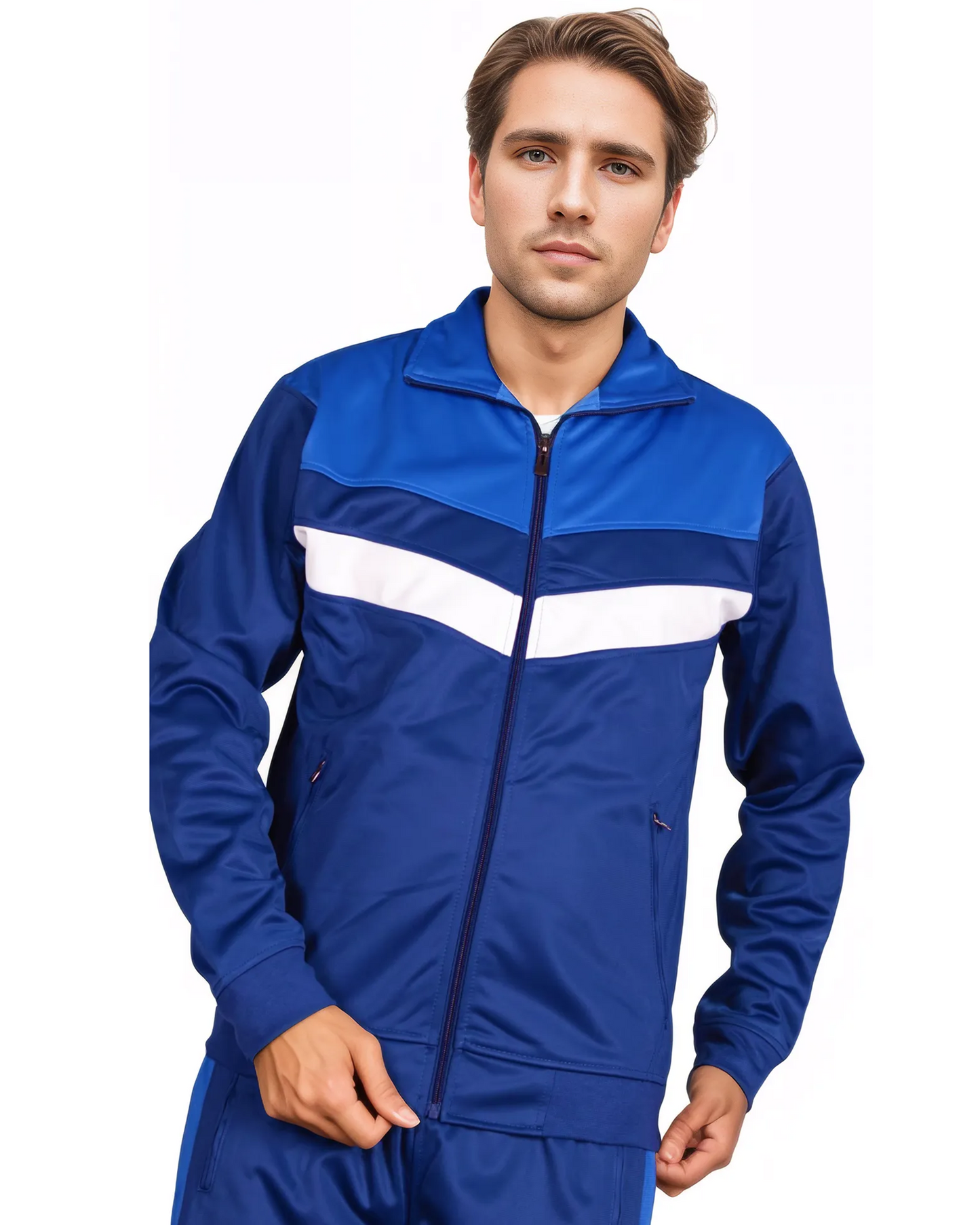 Men's Tracksuit Warm-Up 2-piece Retro Style Track Jacket & Pants Matching Set