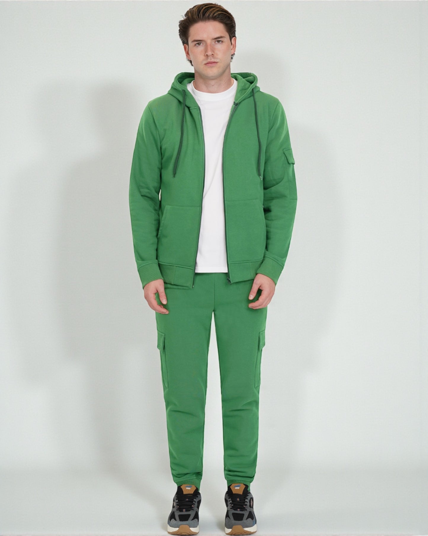 Men’s 2-Piece Cargo Jogger Sweatsuit - Heavy Duty Cotton Blend