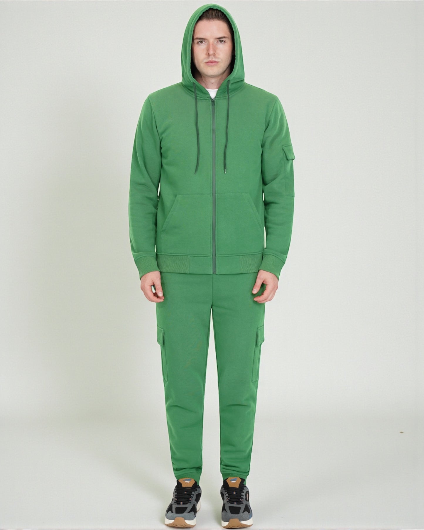 Men’s 2-Piece Cargo Jogger Sweatsuit - Heavy Duty Cotton Blend