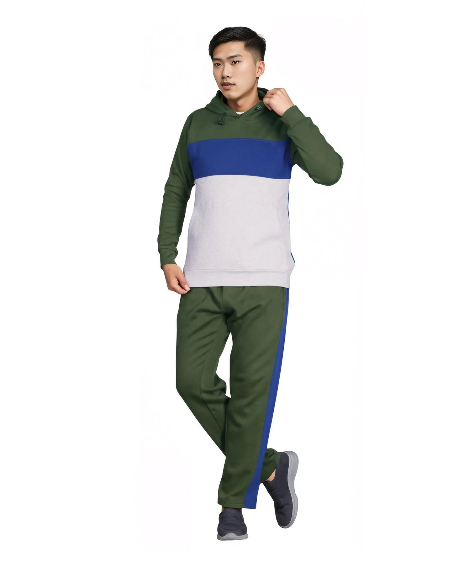 Men’s 2-piece Heavy Duty & matching Sweatpants Pullover Hoodie suit with stand