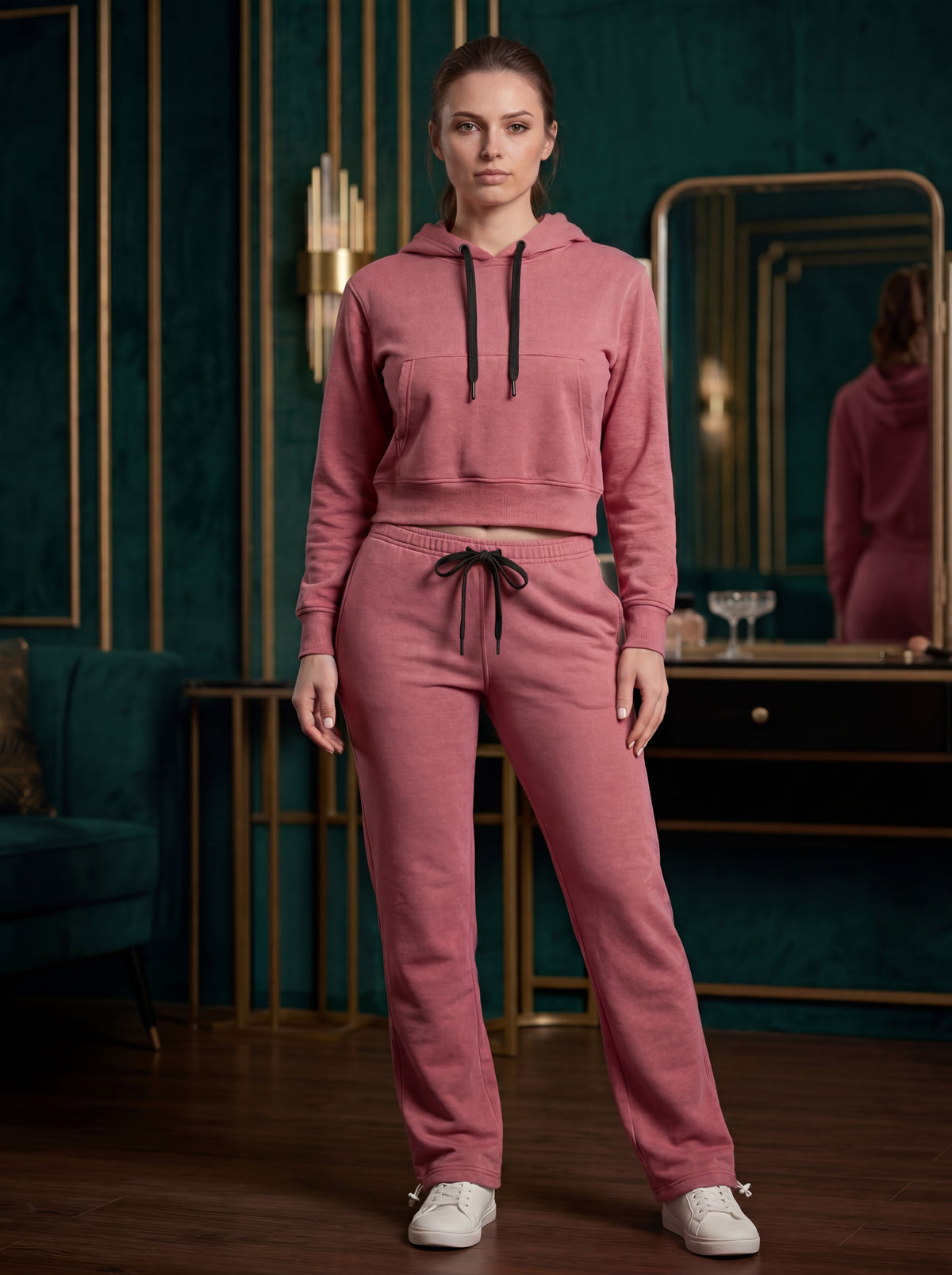Women's Soft Stretch Cropped Hoodie Set – alternate view 9
