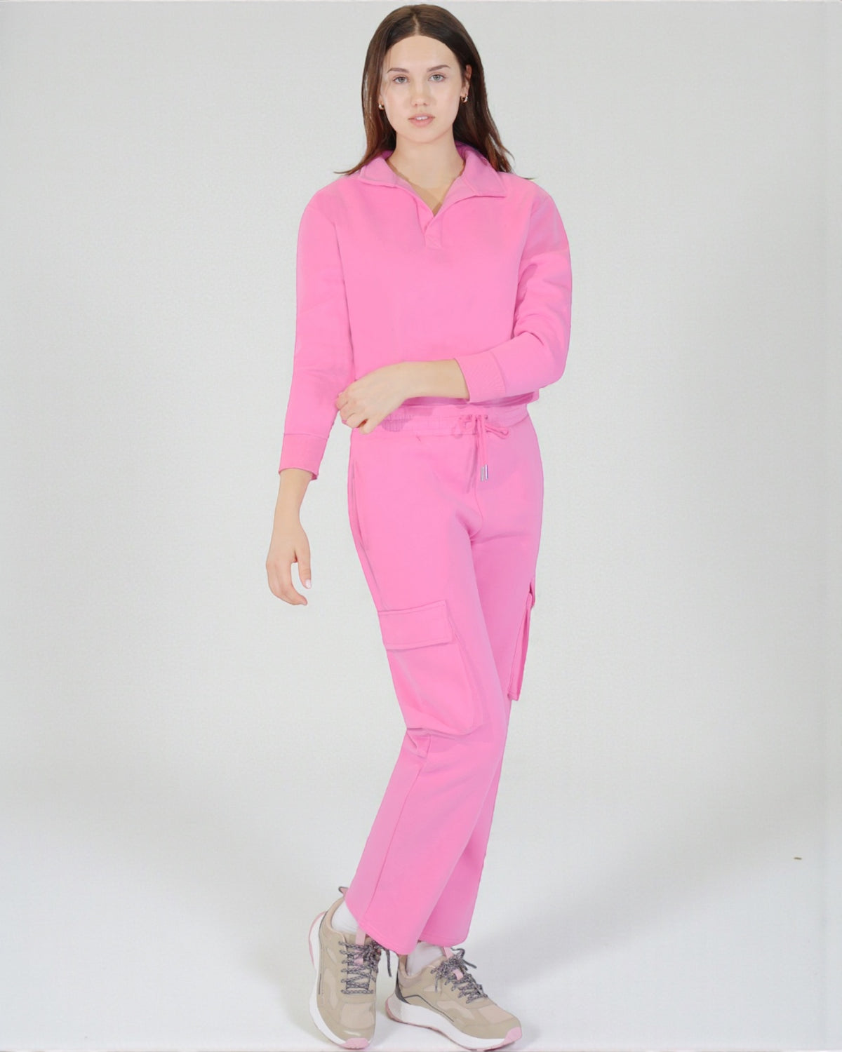 Women’s Soft Fleece Cargo Lounge Set Relax Fit – alternate view 2