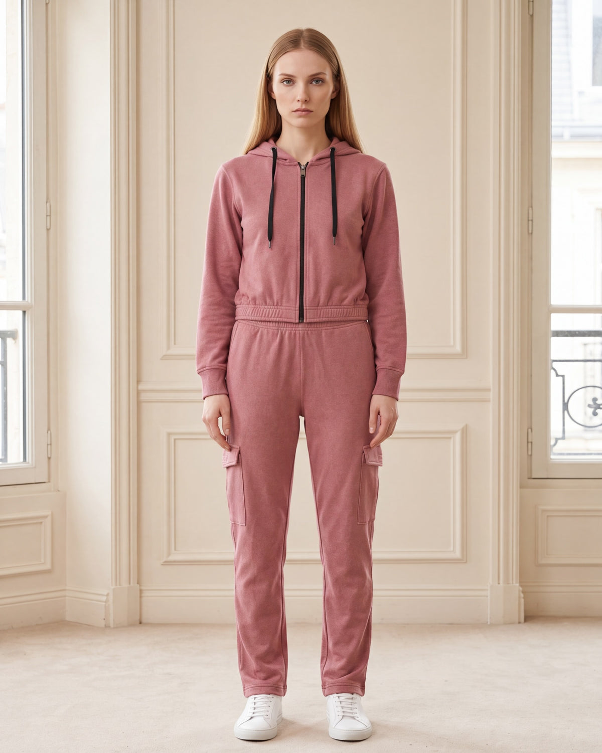 Women's Cargo Soft Stretch Zip-Up Hoodie & Jogger Set – alternate view 8