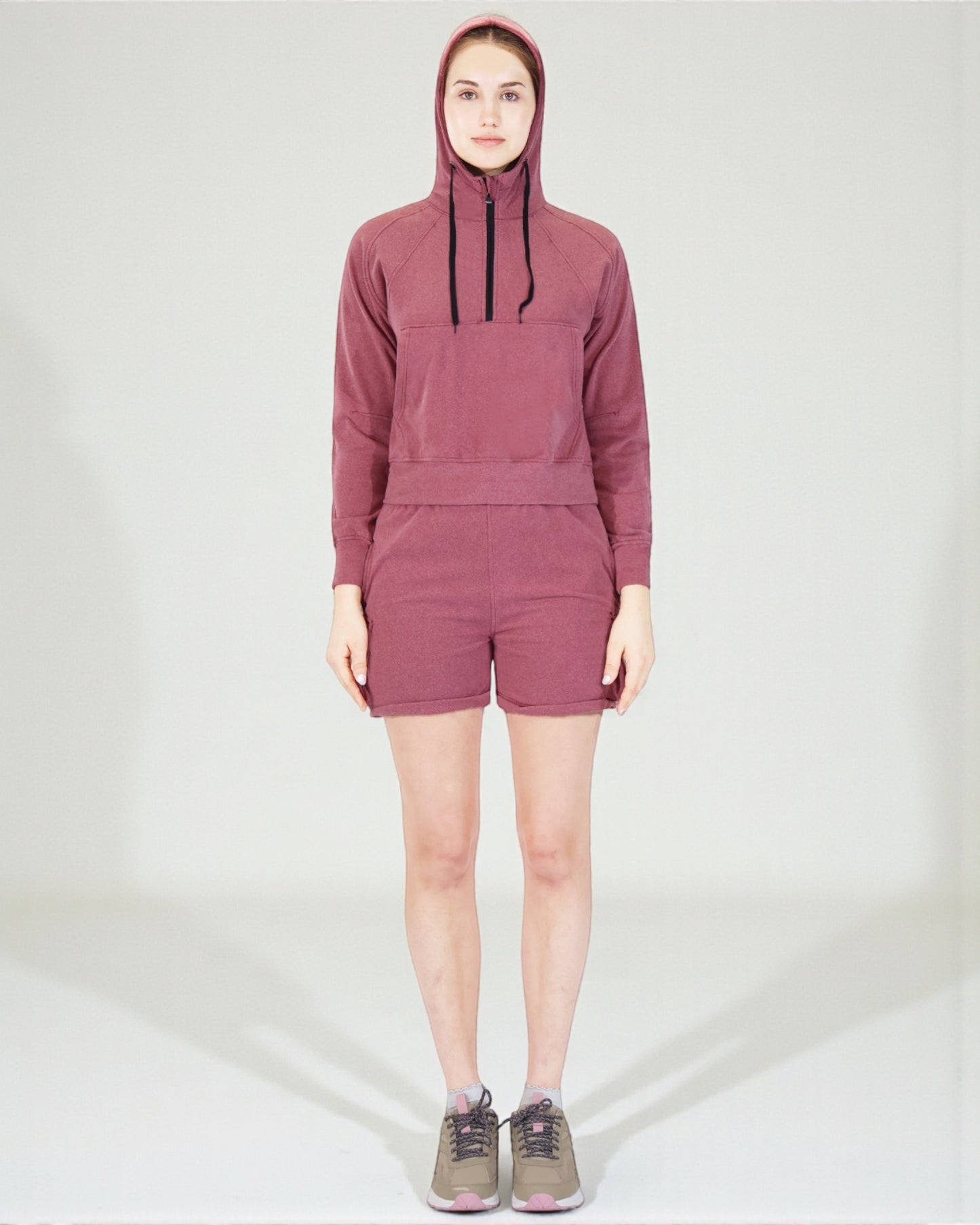 Women’s Half-Zip Hoodie and Shorts Lounge Set