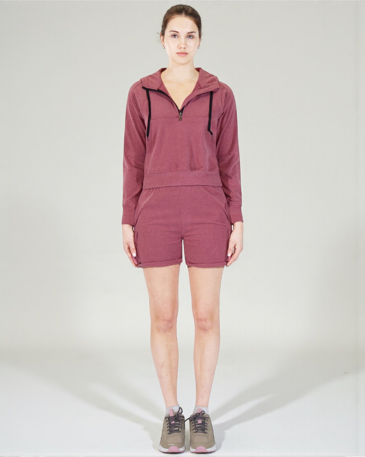Women’s Half-Zip Hoodie and Shorts Lounge Set