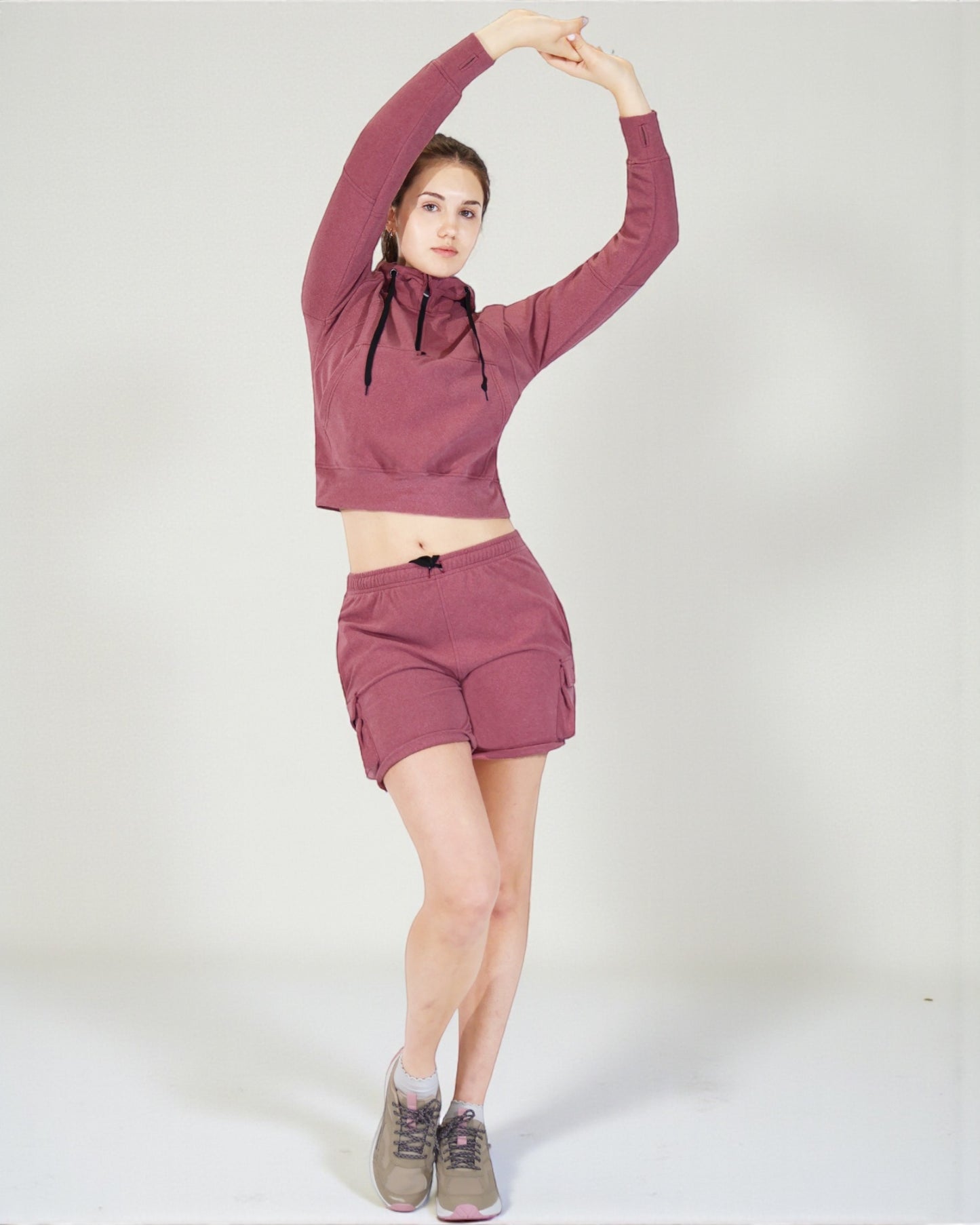 Women’s Half-Zip Hoodie and Shorts Lounge Set
