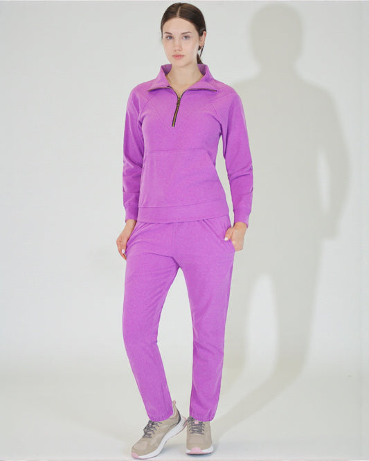 Women 2-Piece Quarter Zip Soft Stretch Sweatsuit  Fleece outfit