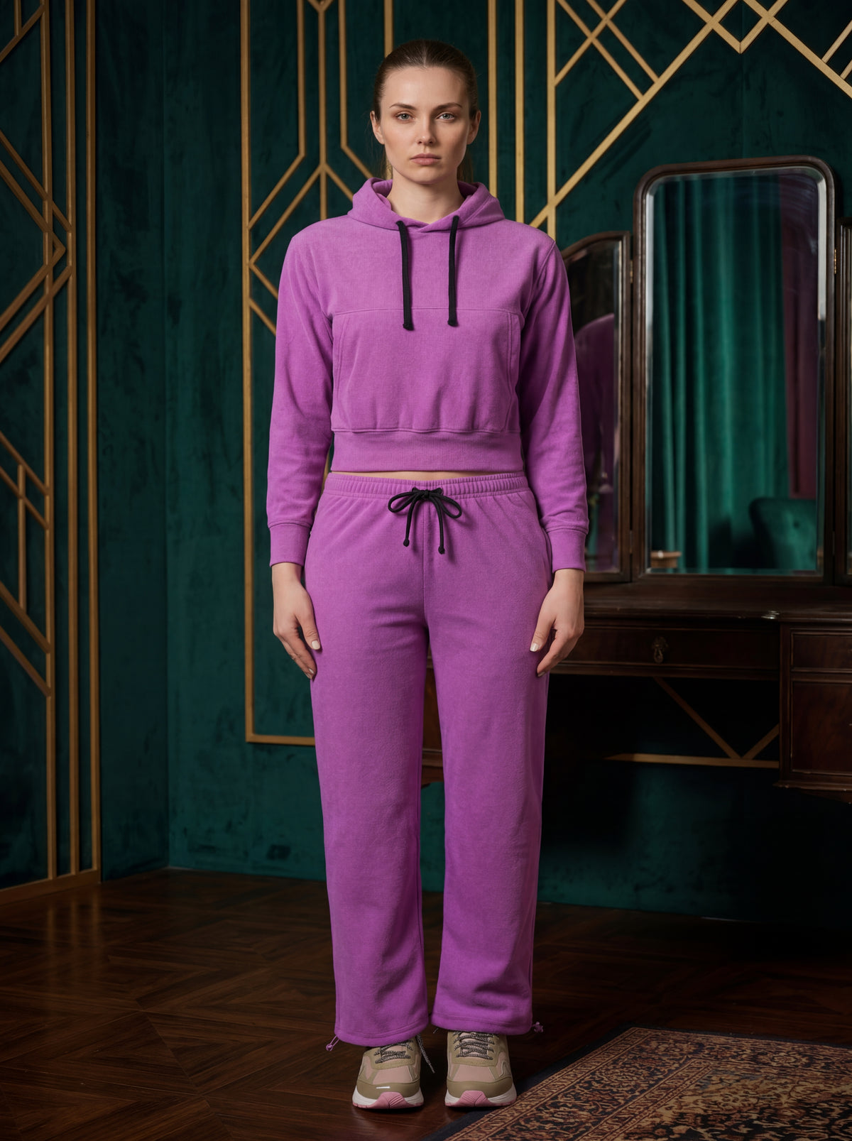 Women's Soft Stretch Cropped Hoodie Set – alternate view 4