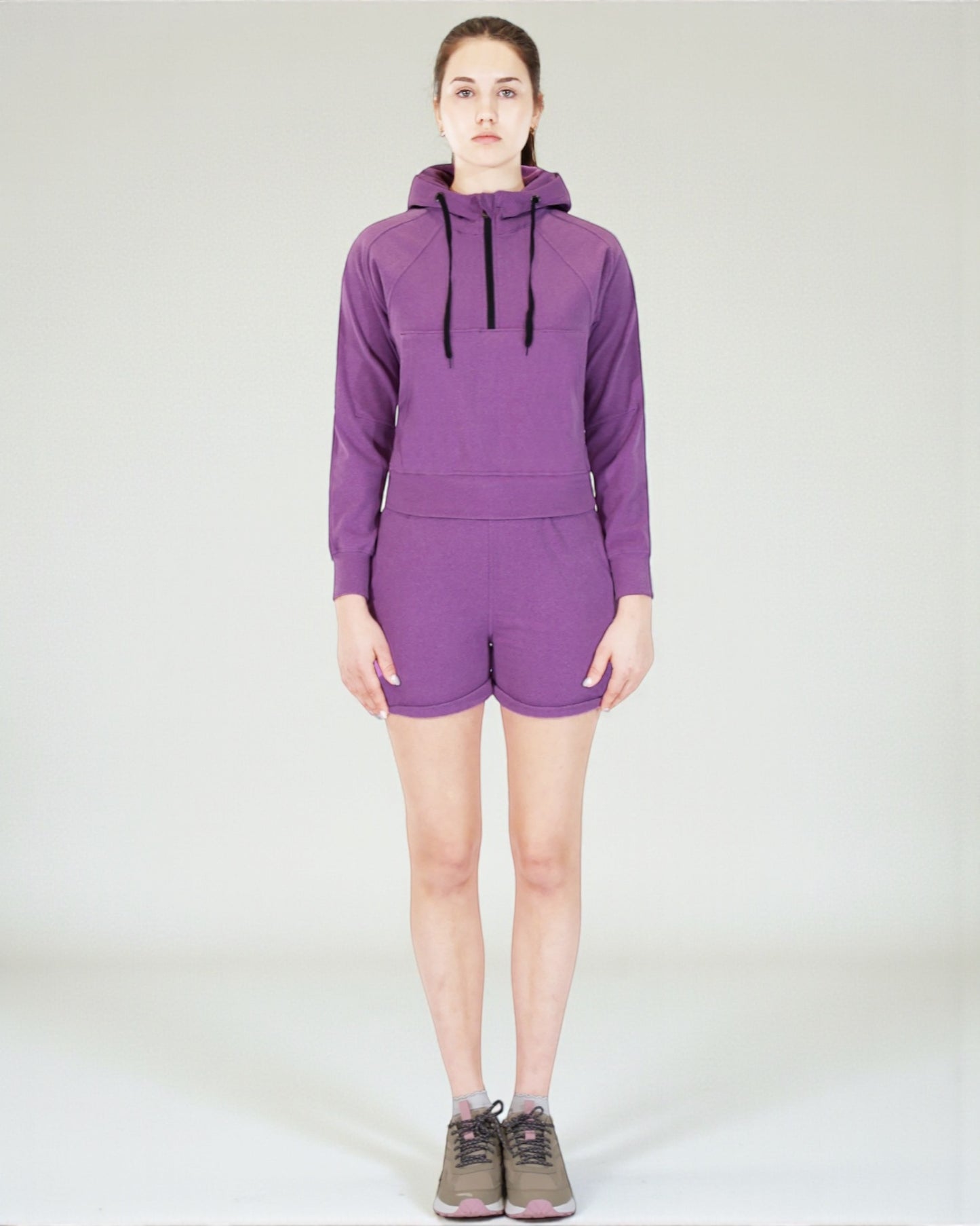 Women’s Half-Zip Hoodie and Shorts Lounge Set