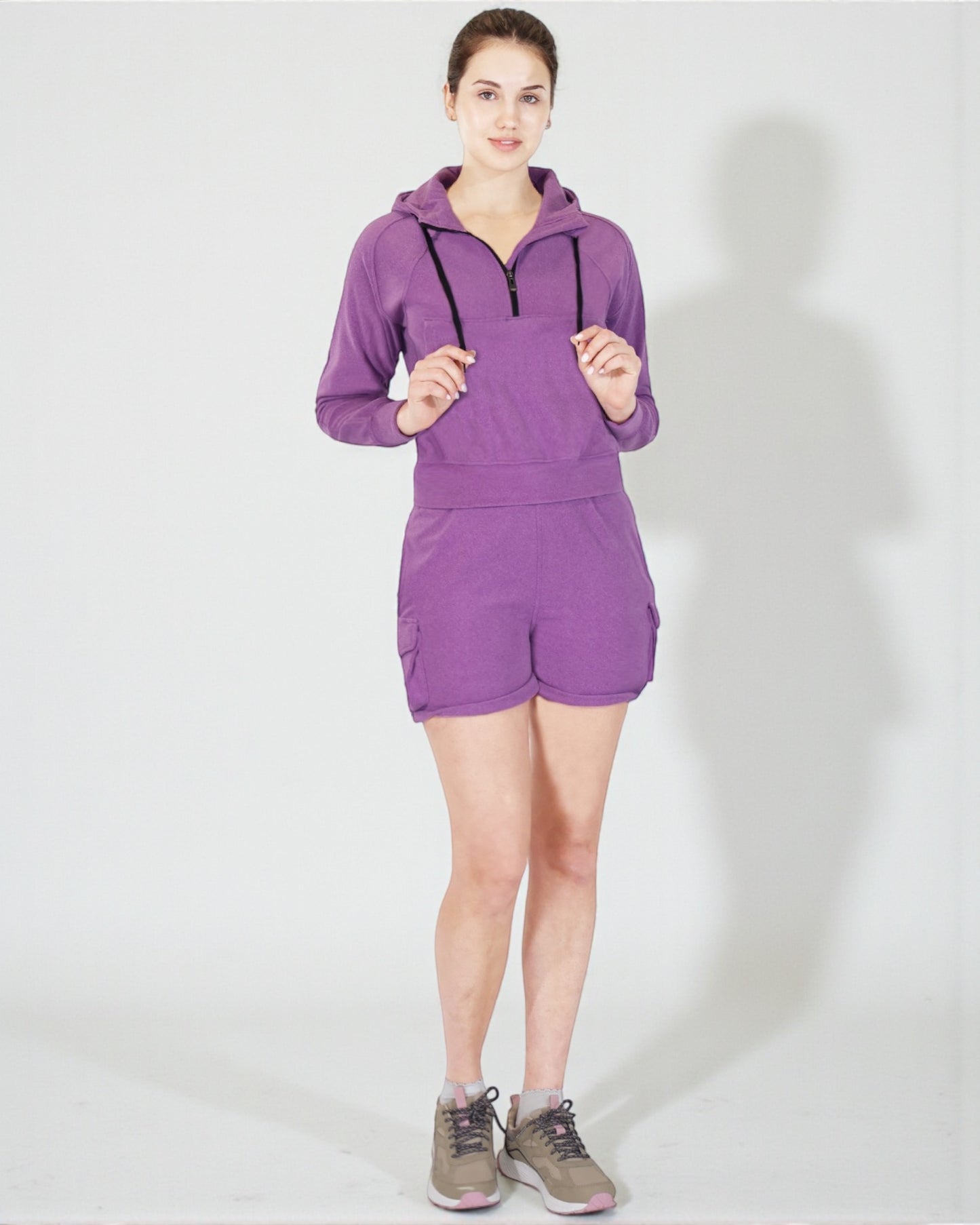 Women’s Half-Zip Hoodie and Shorts Lounge Set