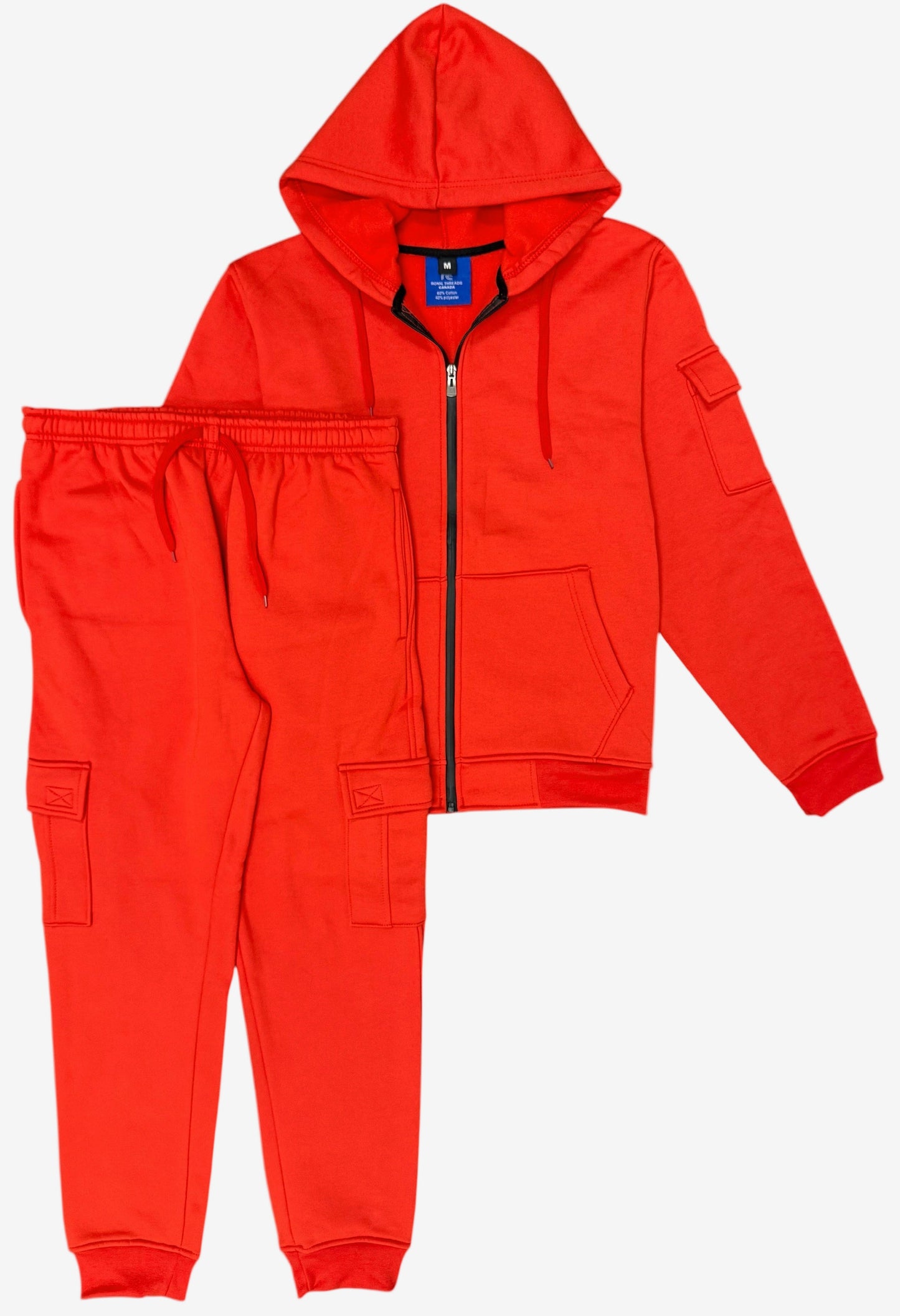 Men's Warm Cargo Pants Fleece Sweatsuit