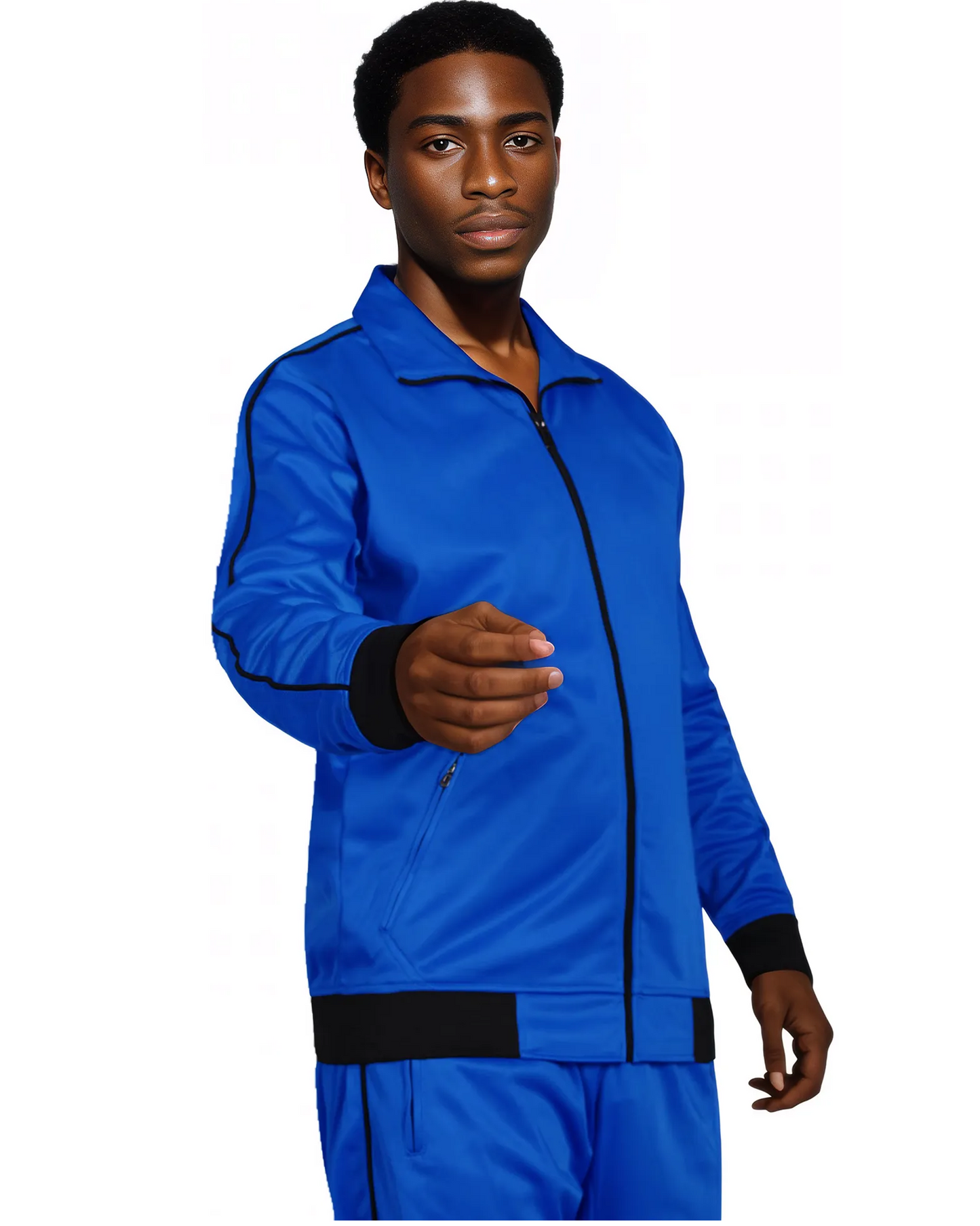 Men 2-piece Classic Jogger Tracksuit Track Jacket & Trackpants Solid Plain Outfit