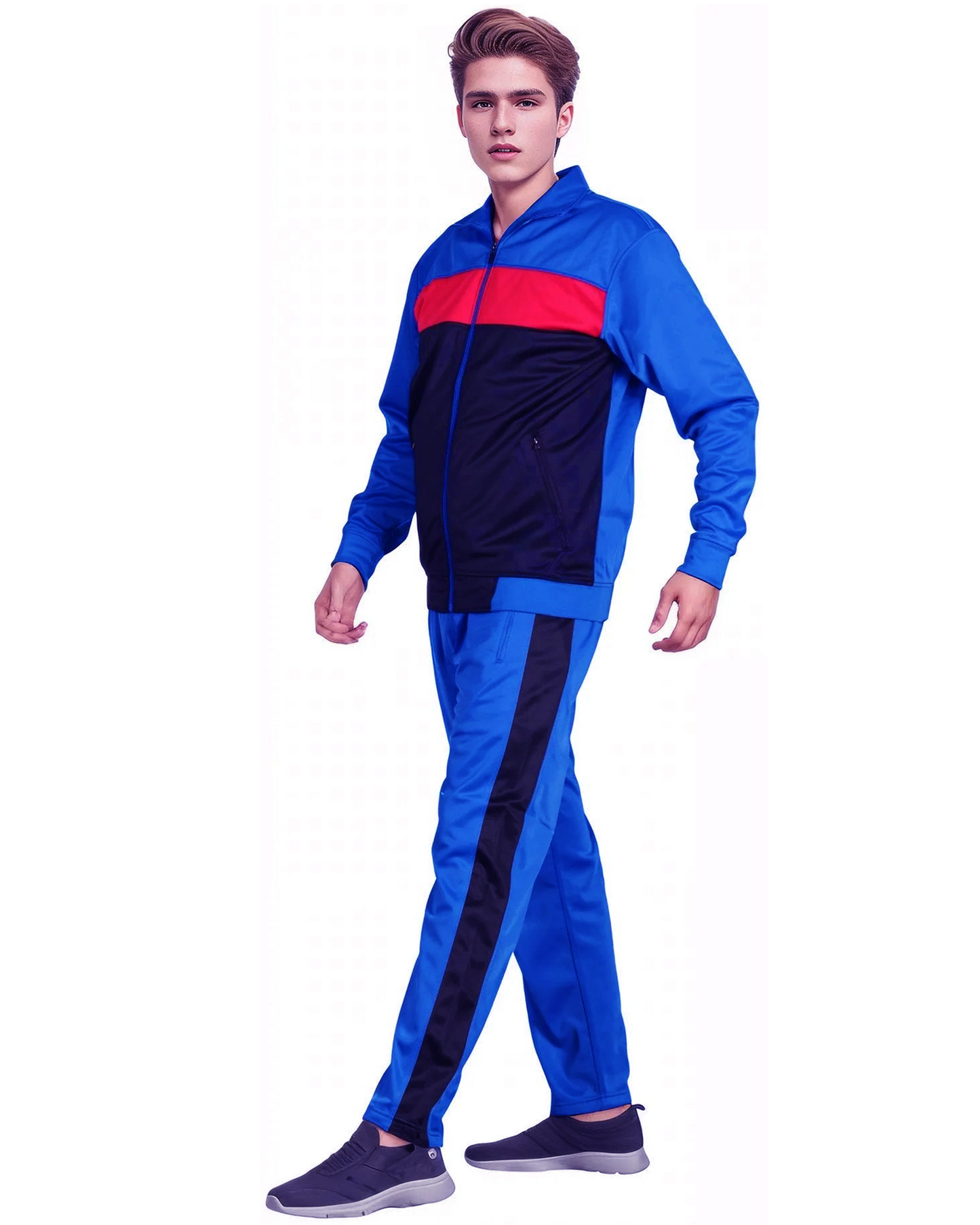 Men’s 2-Piece Tracksuit Traditional Coral Blocks Active Track Jacket and Track pants Outfit