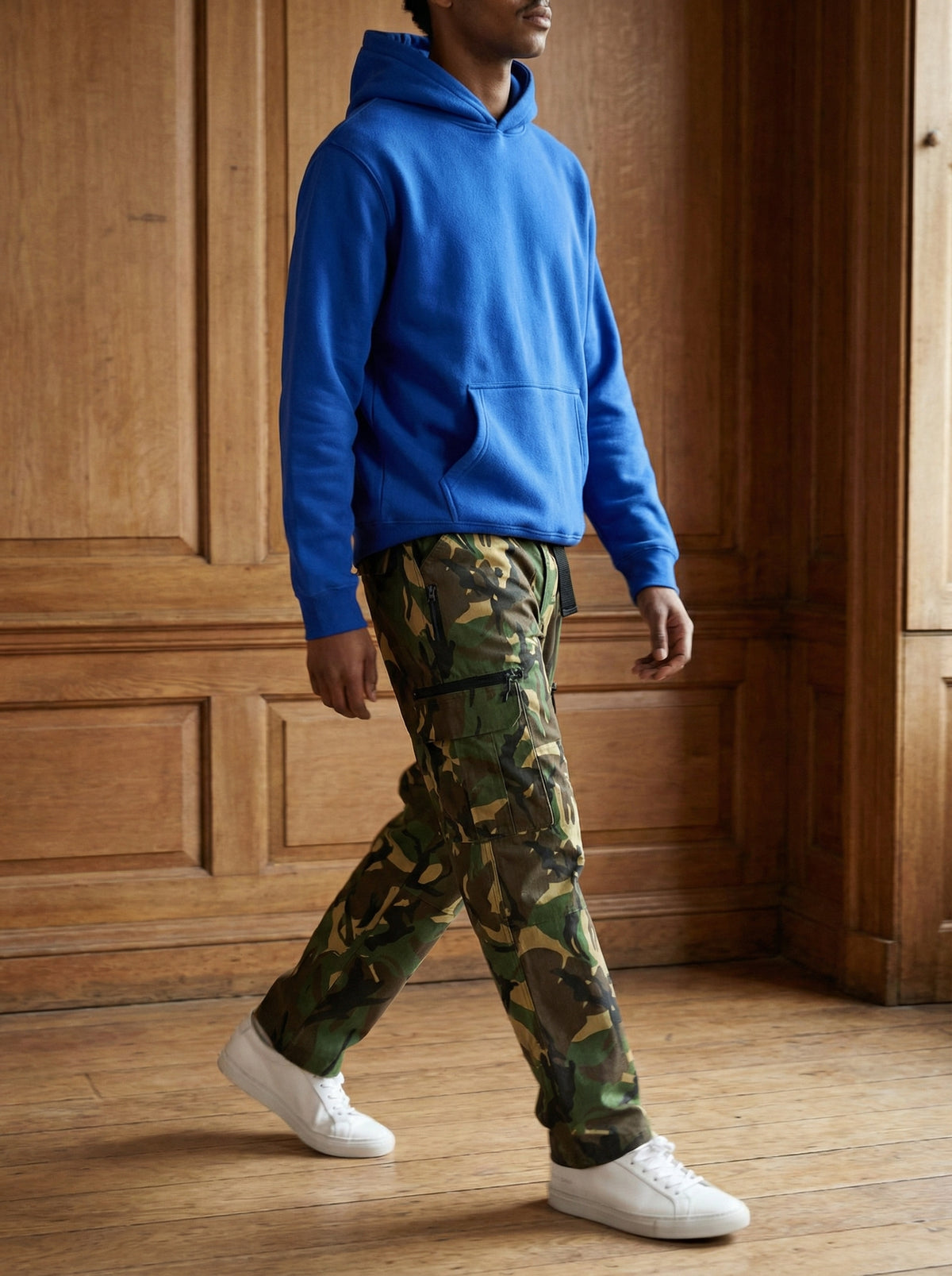 Royal blue CloudSoft cotton fleece pullover hoodie additional view