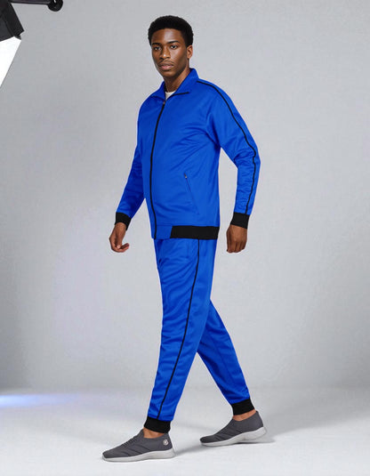 Men 2-piece Classic Jogger Tracksuit Track Jacket & Trackpants Solid Plain Outfit