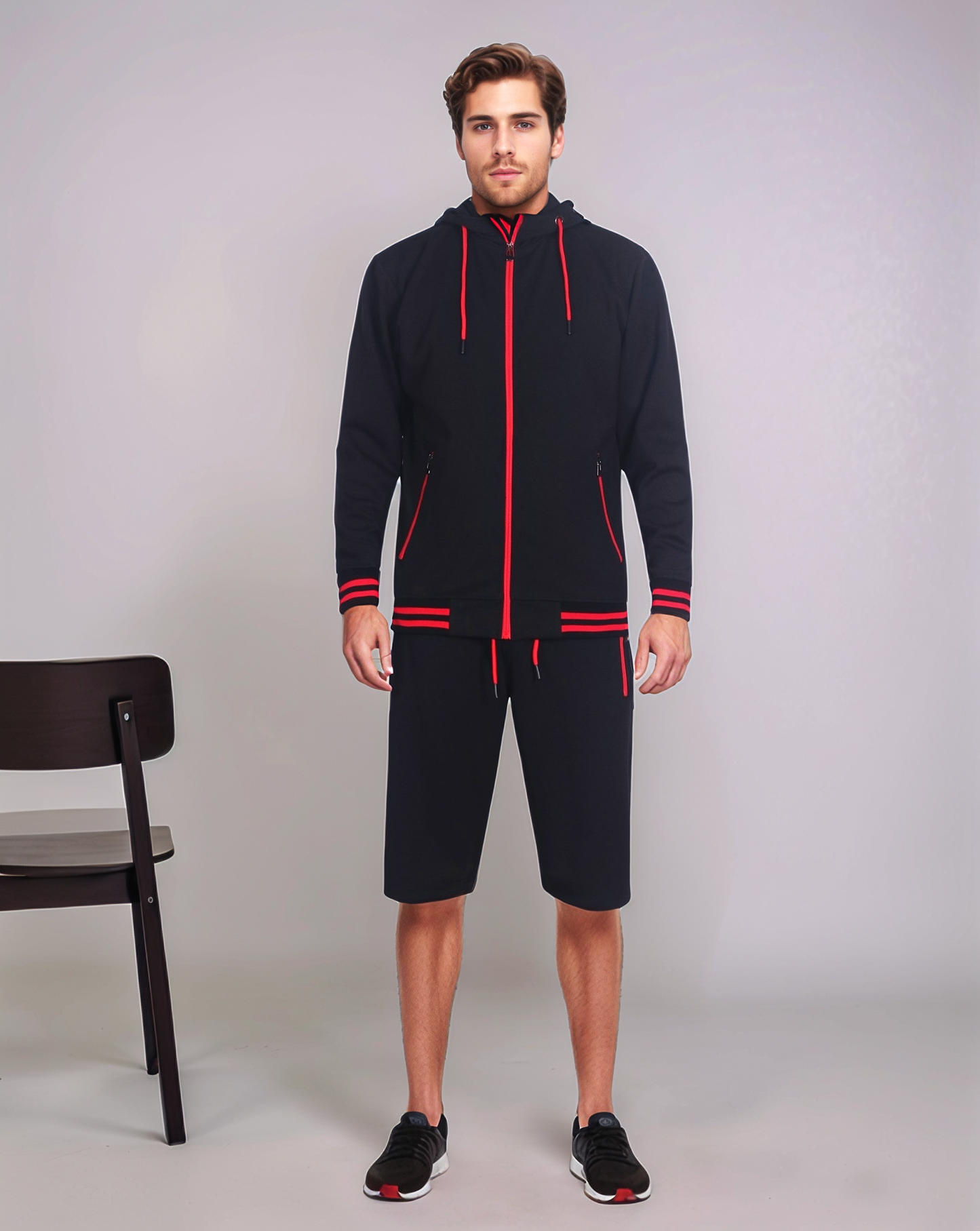 Men’s Active GYM Training Track Jacket & Shorts Set