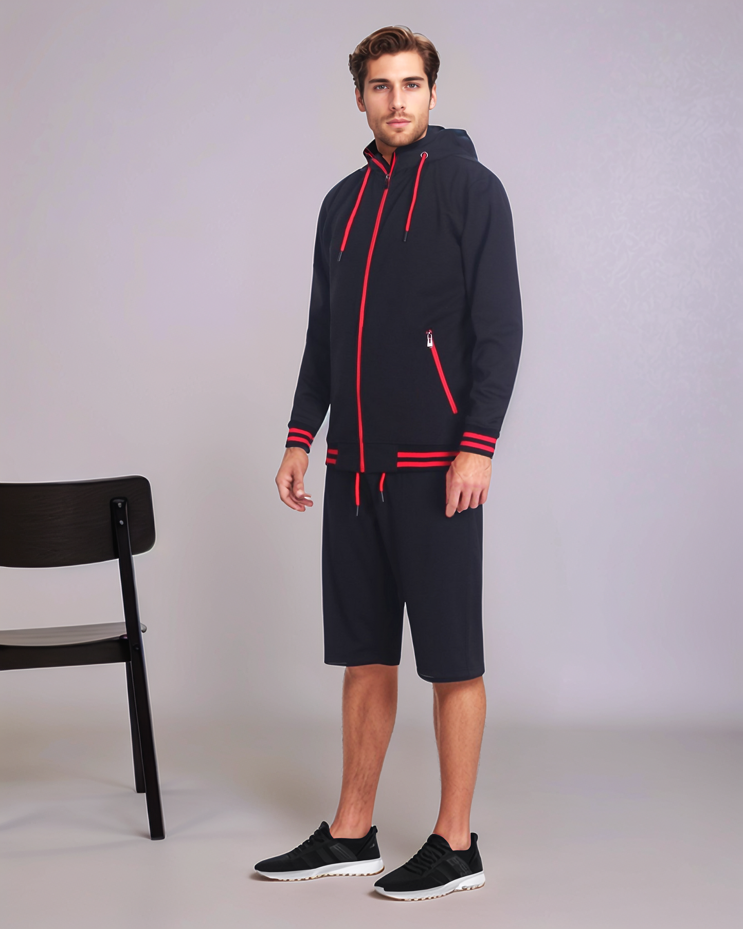 Men’s Active GYM Training Track Jacket & Shorts Set