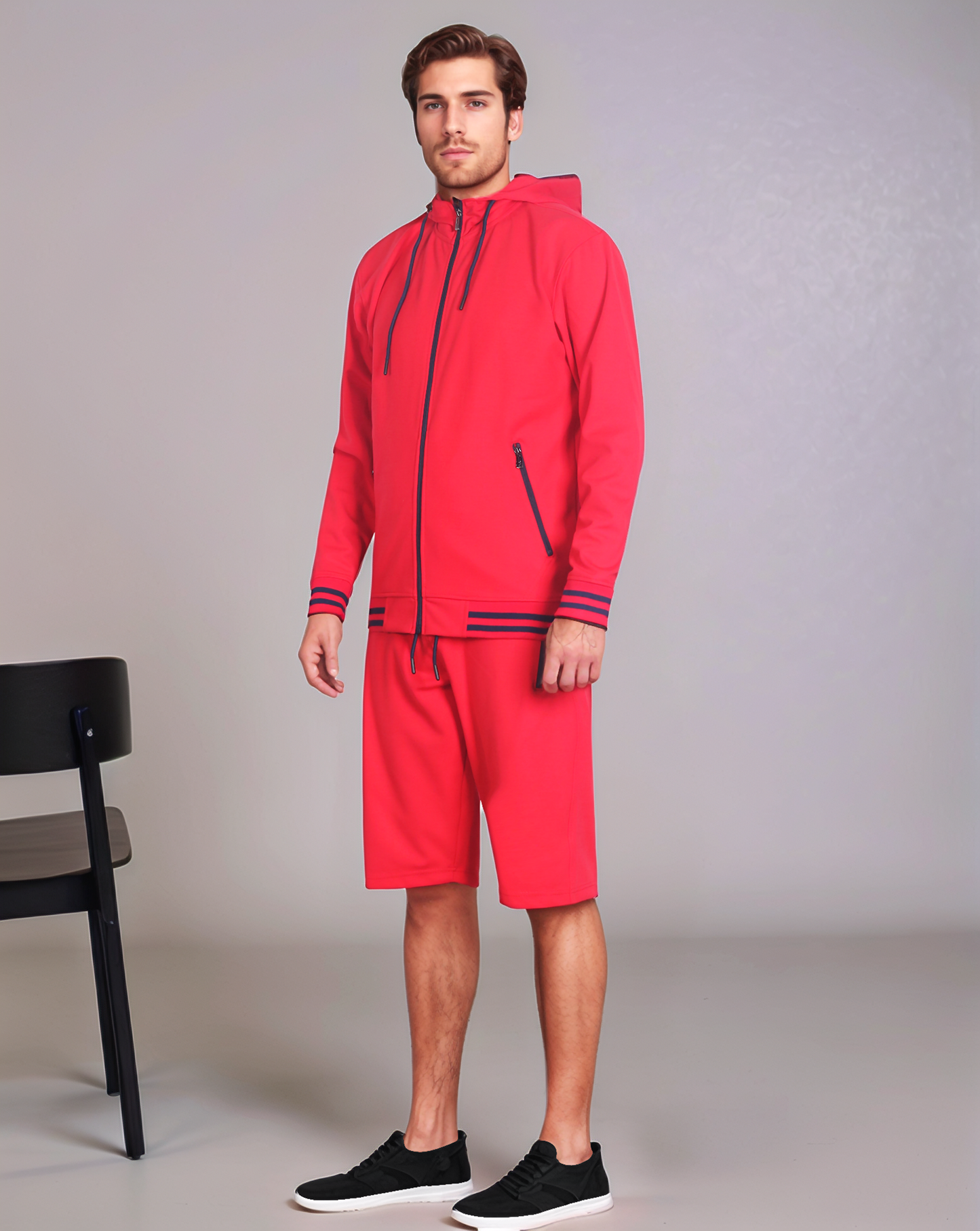 Men’s Active GYM Training Track Jacket & Shorts Set