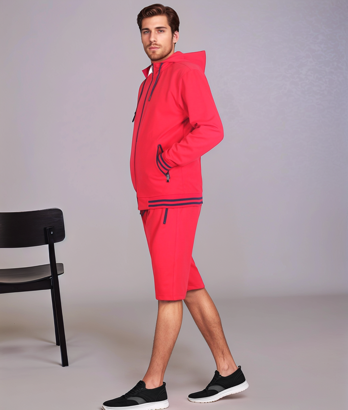 Men’s Active GYM Training Track Jacket & Shorts Set