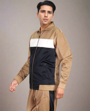 Men’s 2-Piece Tracksuit Traditional Coral Blocks Active Track Jacket and Track pants Outfits