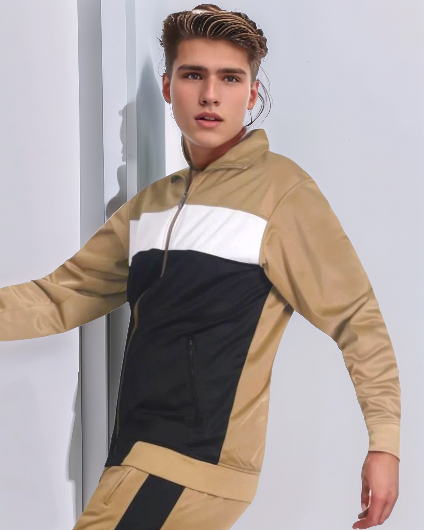 Men’s 2-Piece Tracksuit Traditional Coral Blocks Active Track Jacket and Track pants Outfit