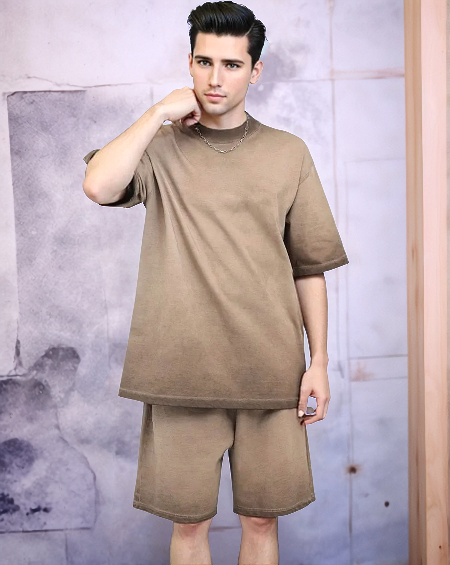 Men Acid Wash Short Set 