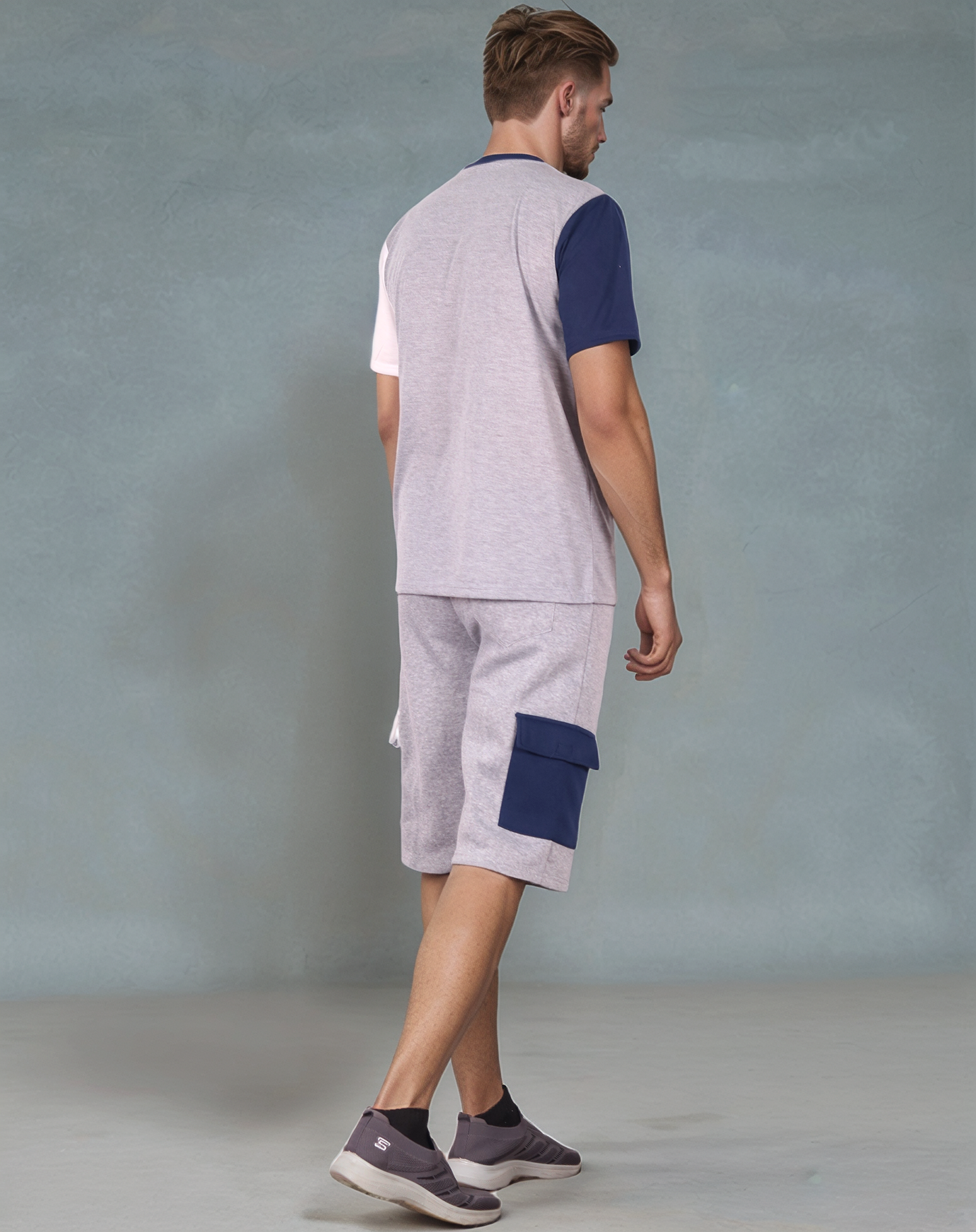 Men’s 2-piece Short Set Crew neck T-Shirt with Matching Cargo Shorts
