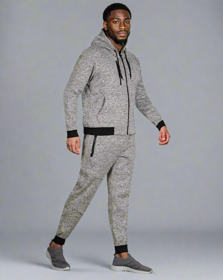 Men’s Warm Winter Tech Fleece Sweat Jacket Sweatpants Jogger Outfit