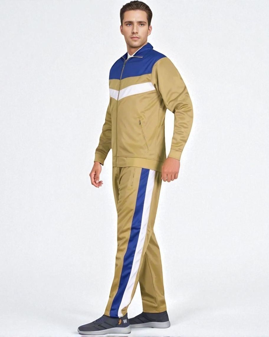 Men's Tracksuit Warm-Up 2-piece Retro Style Track Jacket & Pants Matching Set