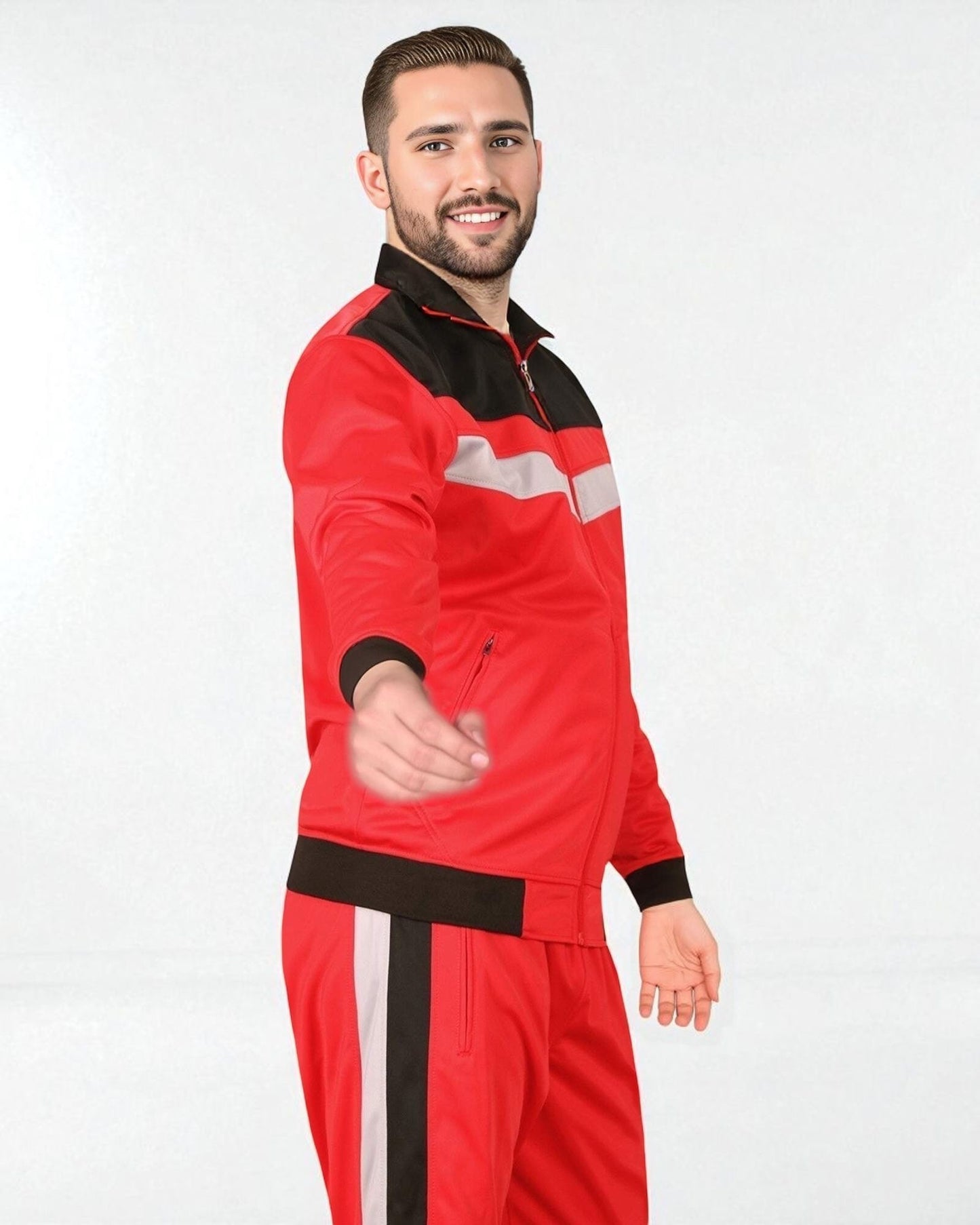 Men's Tracksuit Warm-Up 2-piece Retro Style Track Jacket & Pants Matching Set