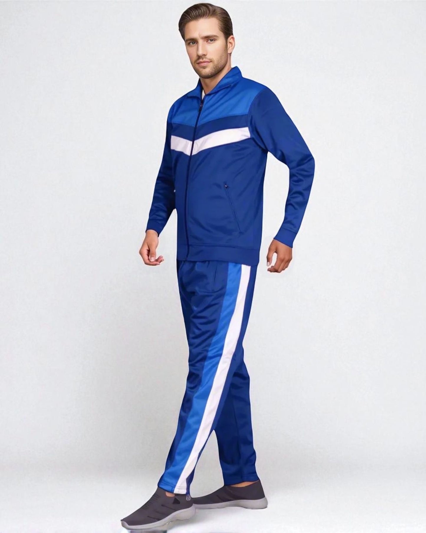 Men's Tracksuit Warm-Up 2-piece Retro Style Track Jacket & Pants Matching Set