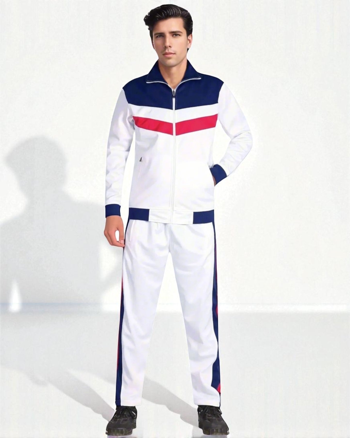 Men's Tracksuit Warm-Up 2-piece Retro Style Track Jacket & Pants Matching Set