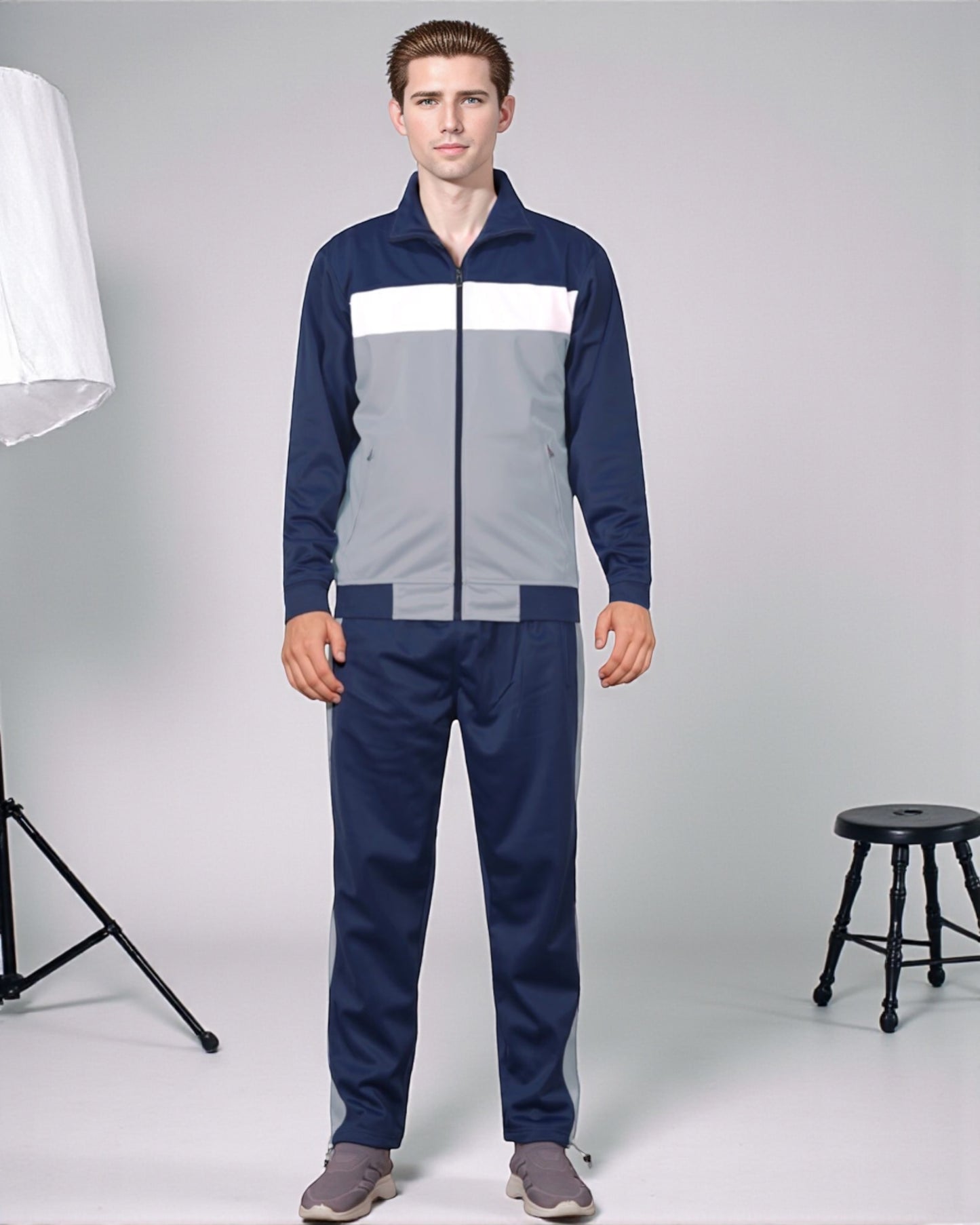 Men’s 2-Piece Tracksuit Traditional Coral Blocks Active Track Jacket and Track pants Outfit