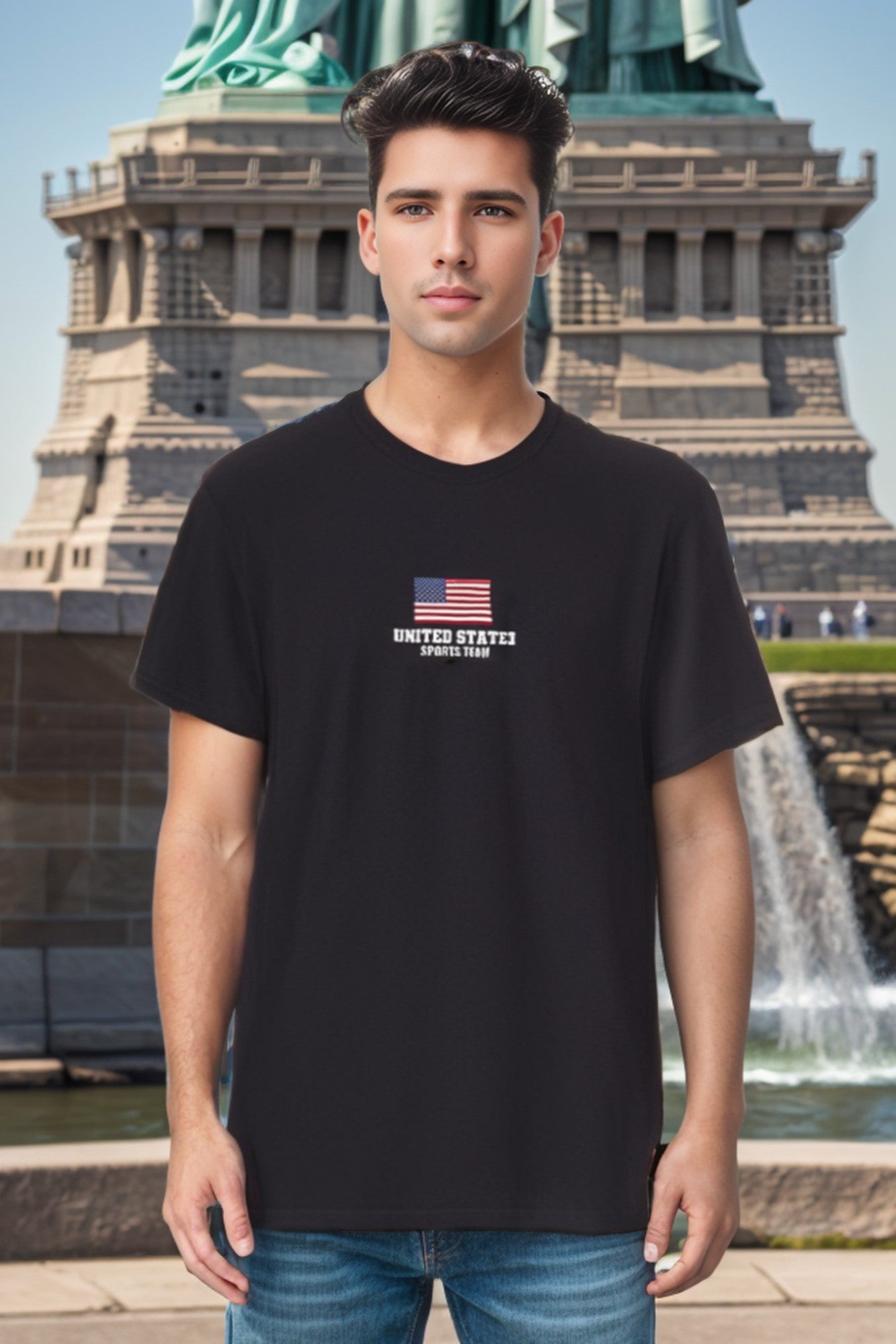 Men USA Sports Flag Print Cotton Tshirt