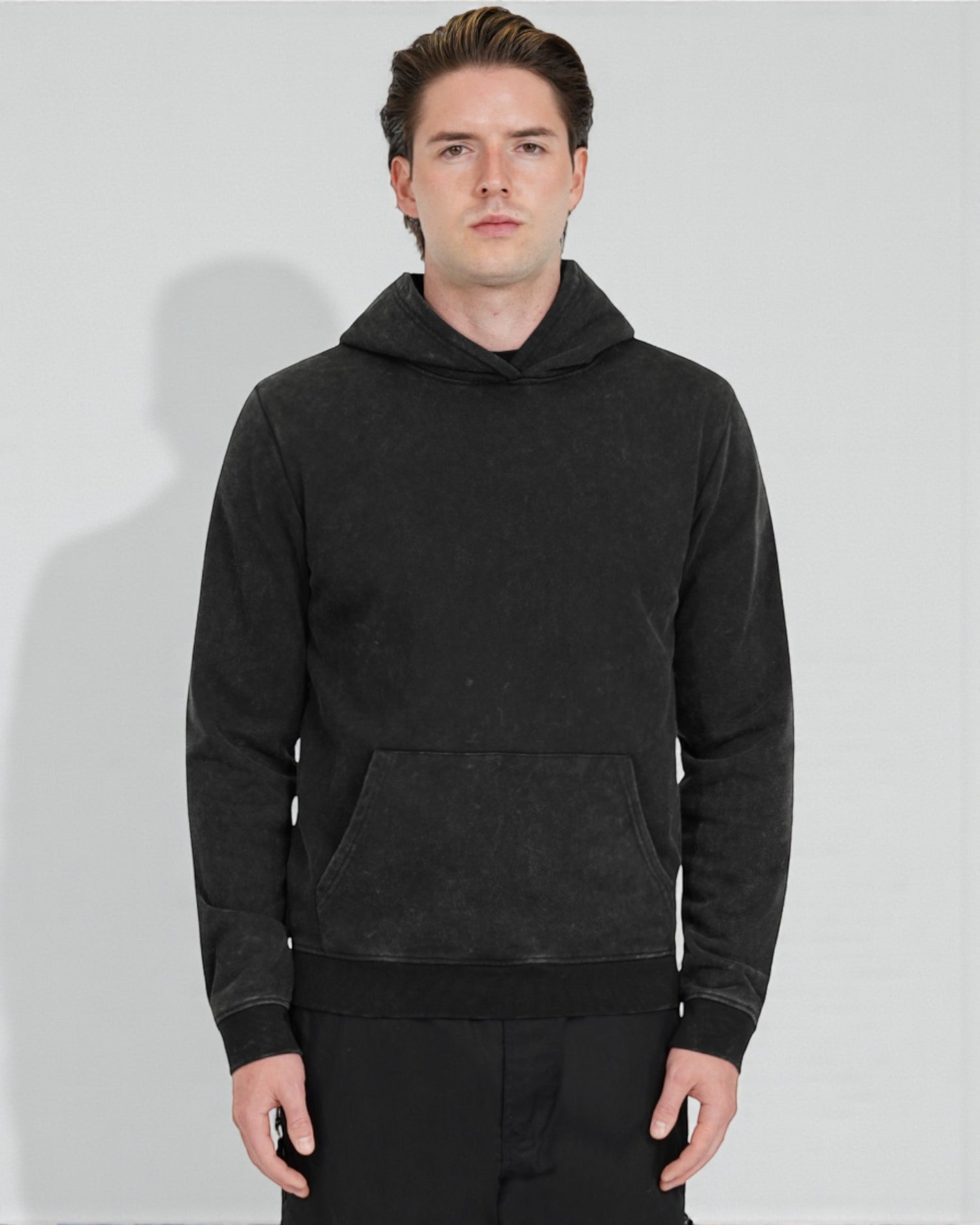 Men’s Vintage Acid Wash Pullover Hoodie – Ultra-Soft 450 GSM