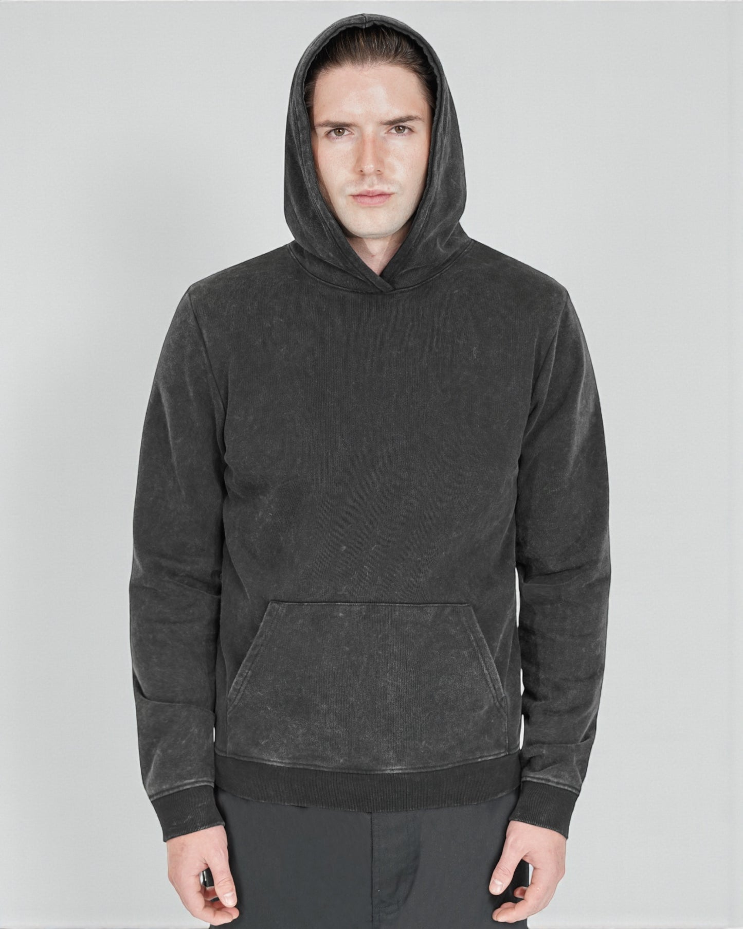 Men’s Vintage Acid Wash Pullover Hoodie – Ultra-Soft 450 GSM