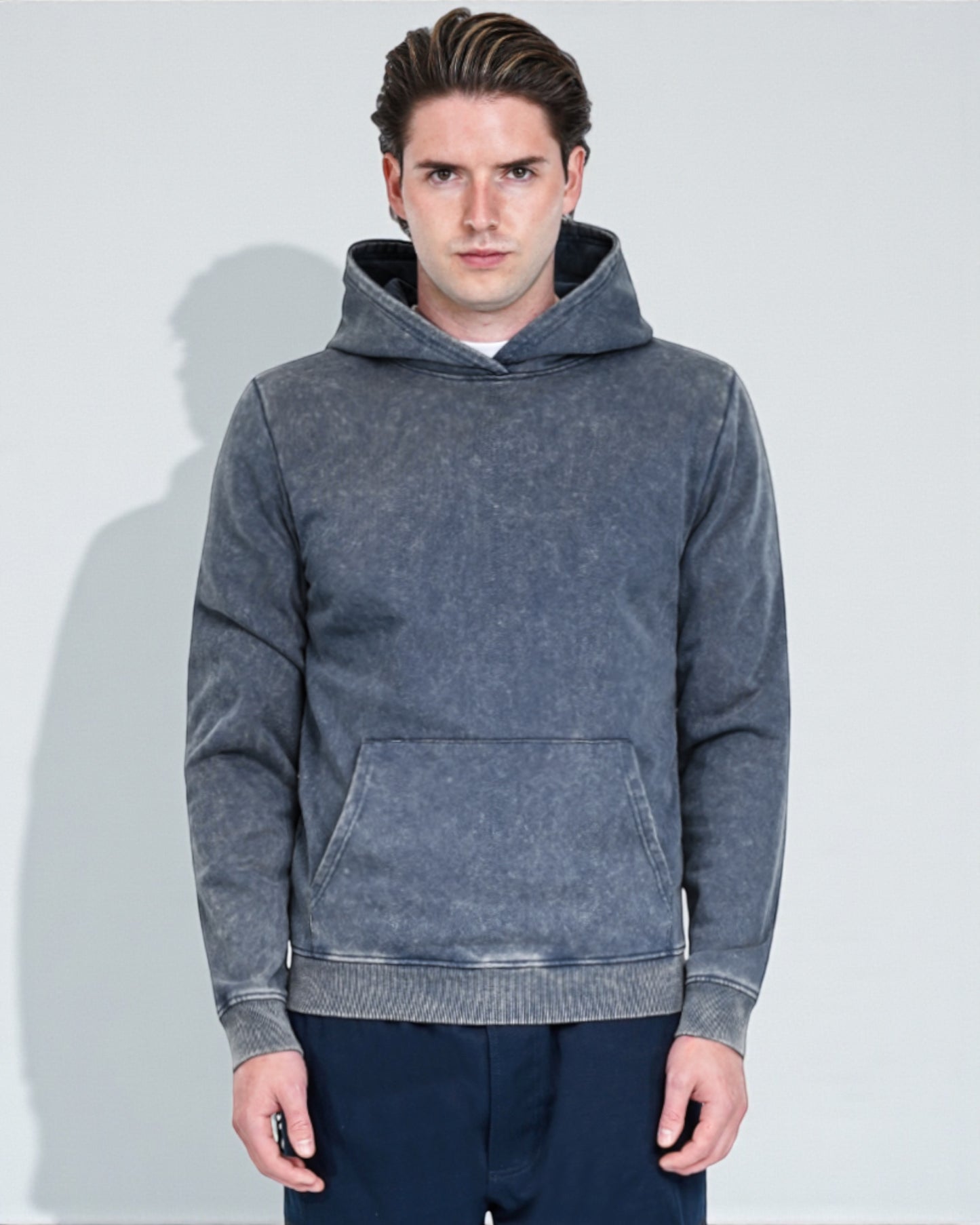 Men’s Vintage Acid Wash Pullover Hoodie – Ultra-Soft 450 GSM
