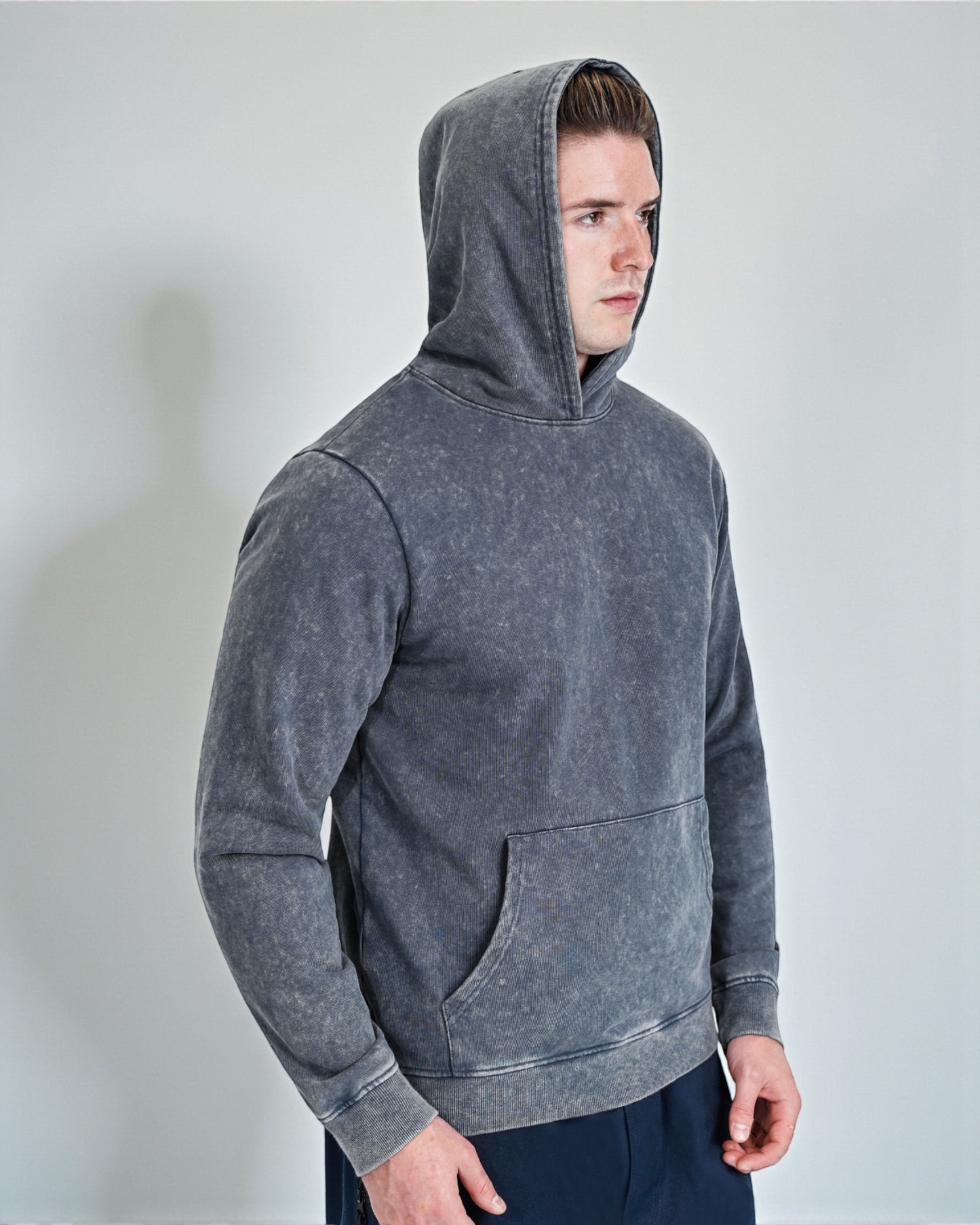 Men’s Vintage Acid Wash Pullover Hoodie – Ultra-Soft 450 GSM
