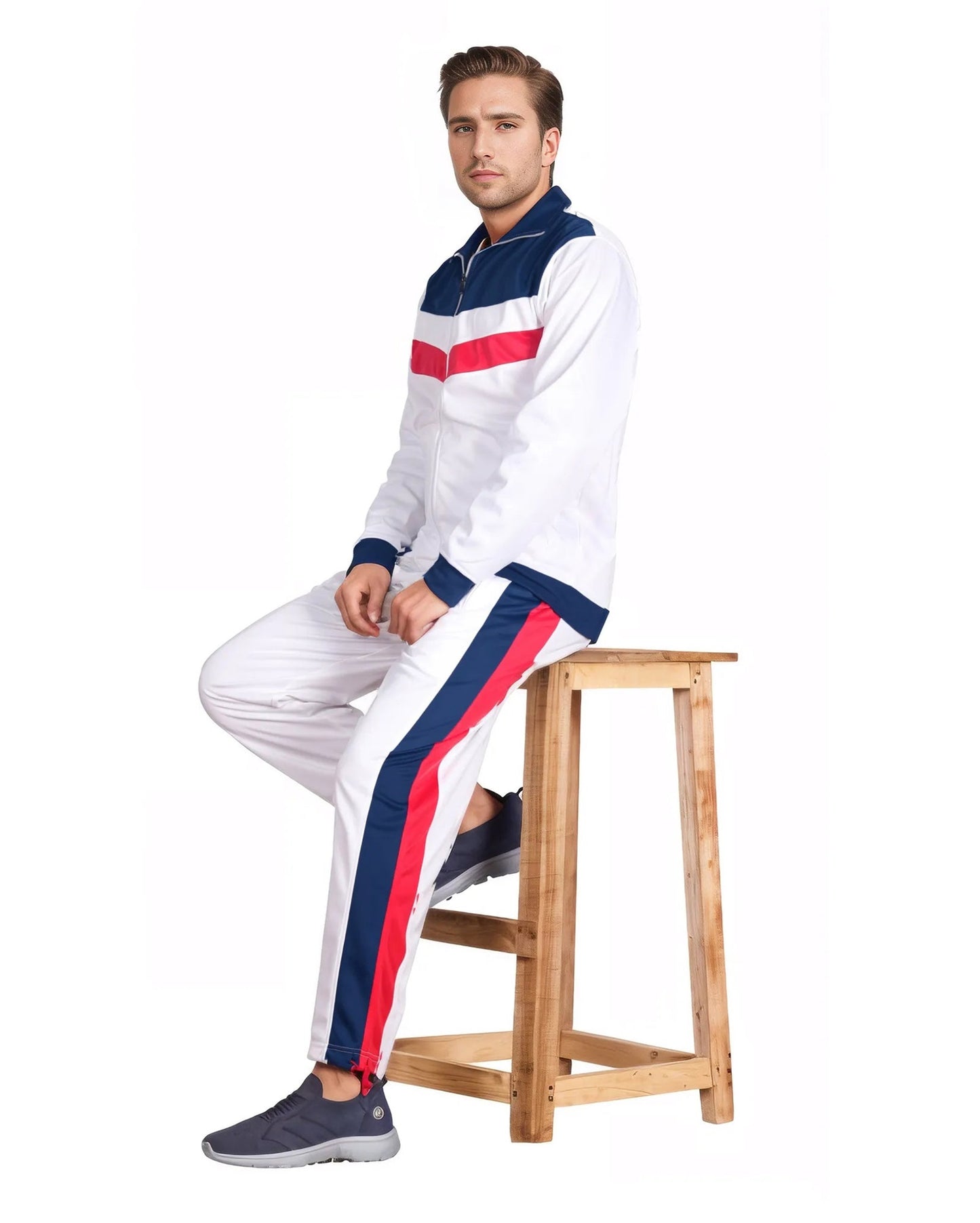 Men's Tracksuit Warm-Up 2-piece Retro Style Track Jacket & Pants Matching Set