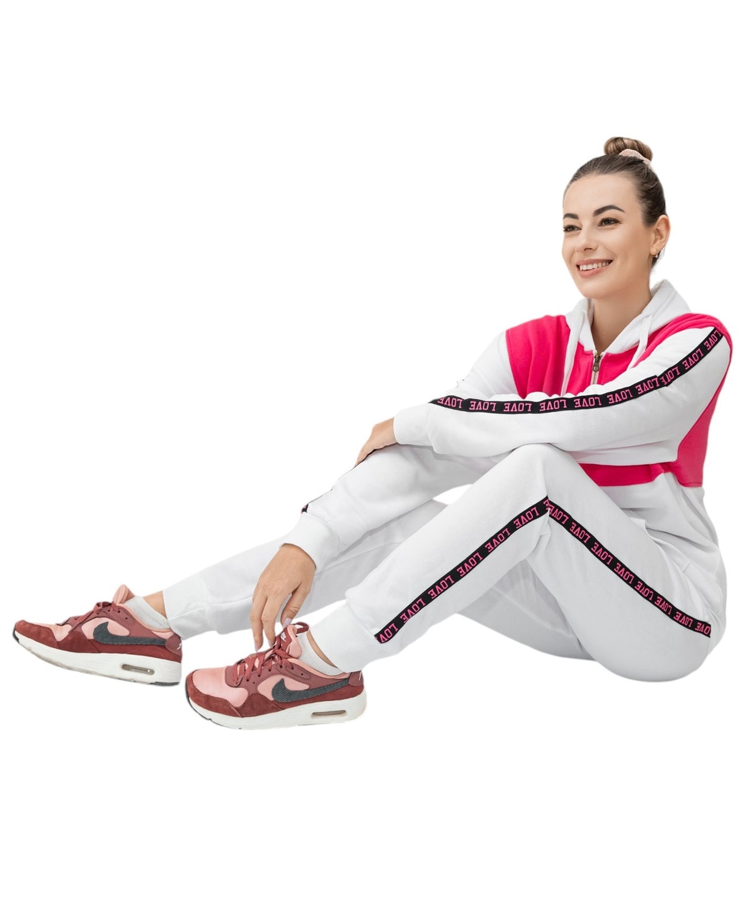 Women’s Lightweight Soft Fleece Jogger Style Sweat Jacket & Pants Activewear 2 piece Love Stripe Sweat Suit