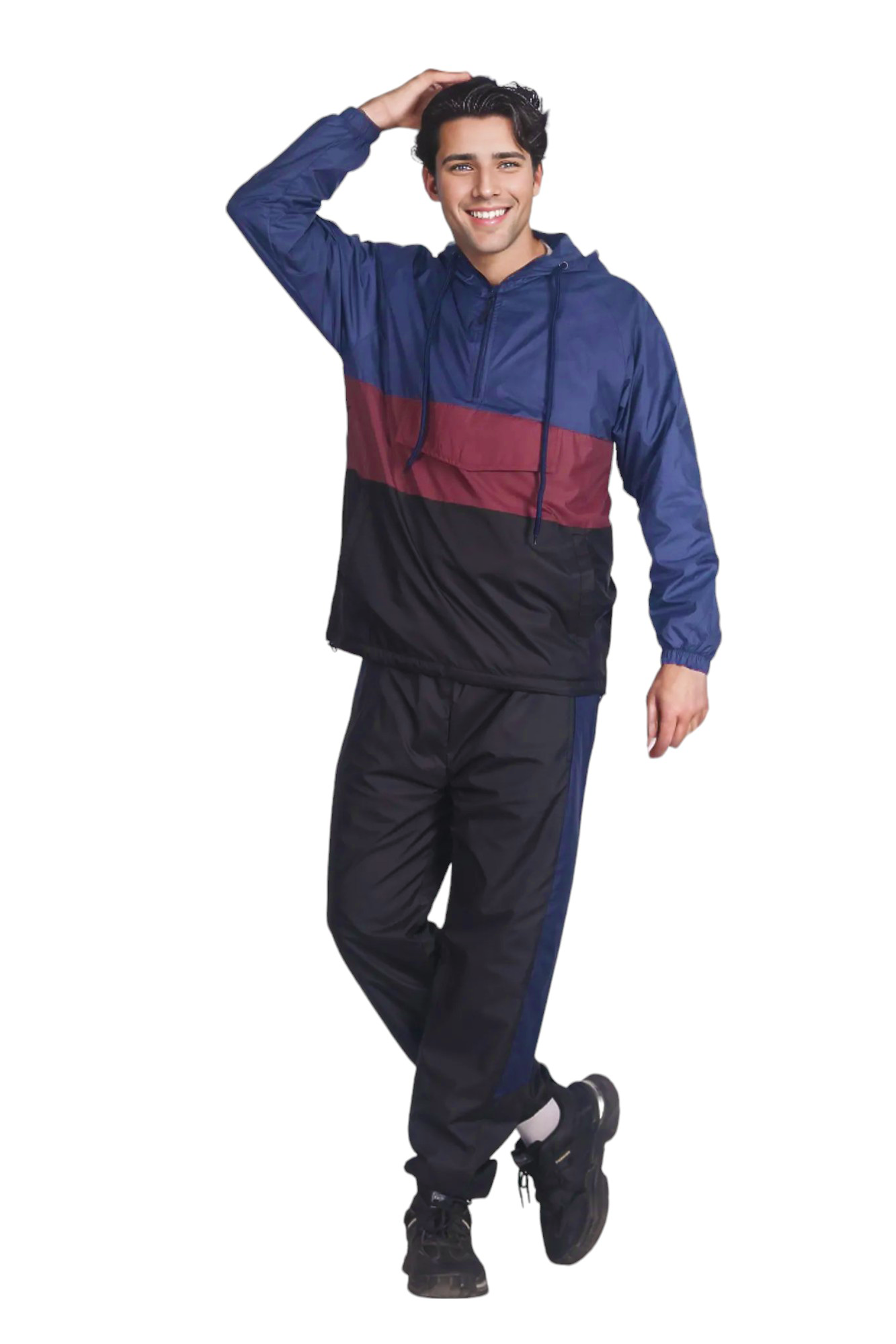 Men’s 2-Piece Quarter Zip Pullover Windbreaker Tracksuit Jogger Sports Mesh lined Outfit