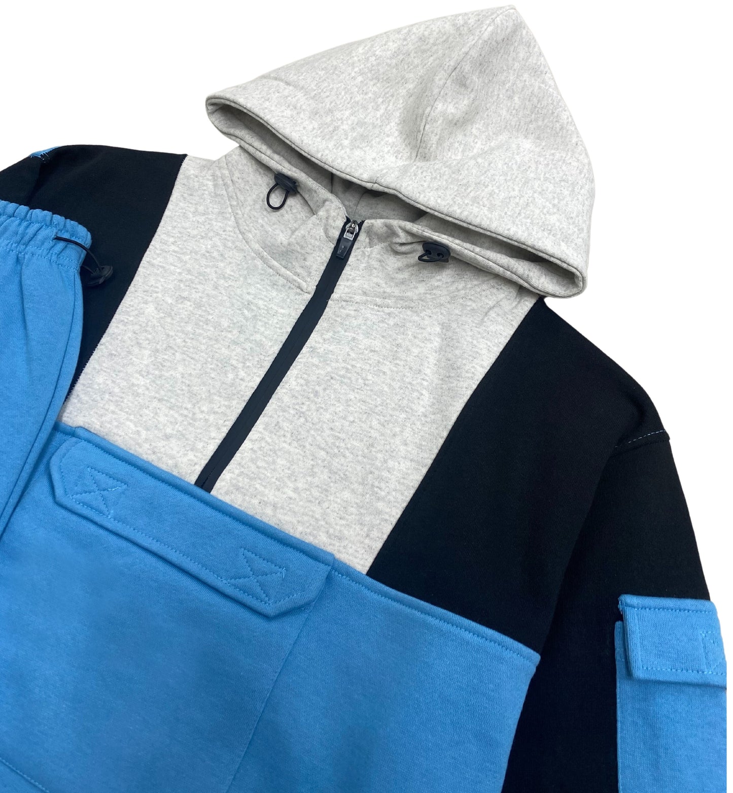 men's 2-Piece Sweatsuit Quarter Zip Hoodie with Jogger sweatpants Heavy Fleece Material Fleece Outfit