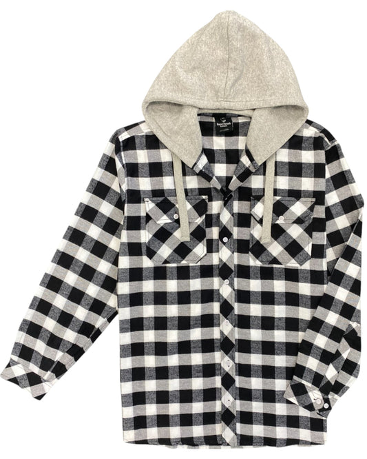 Men’s Soft flannel Shirt Long Sleeve with Hood