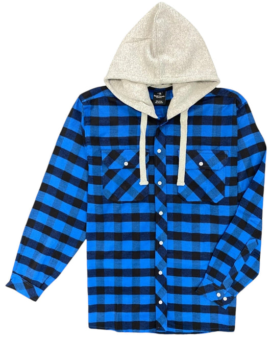 Men’s Soft flannel Shirt Long Sleeve with Hood