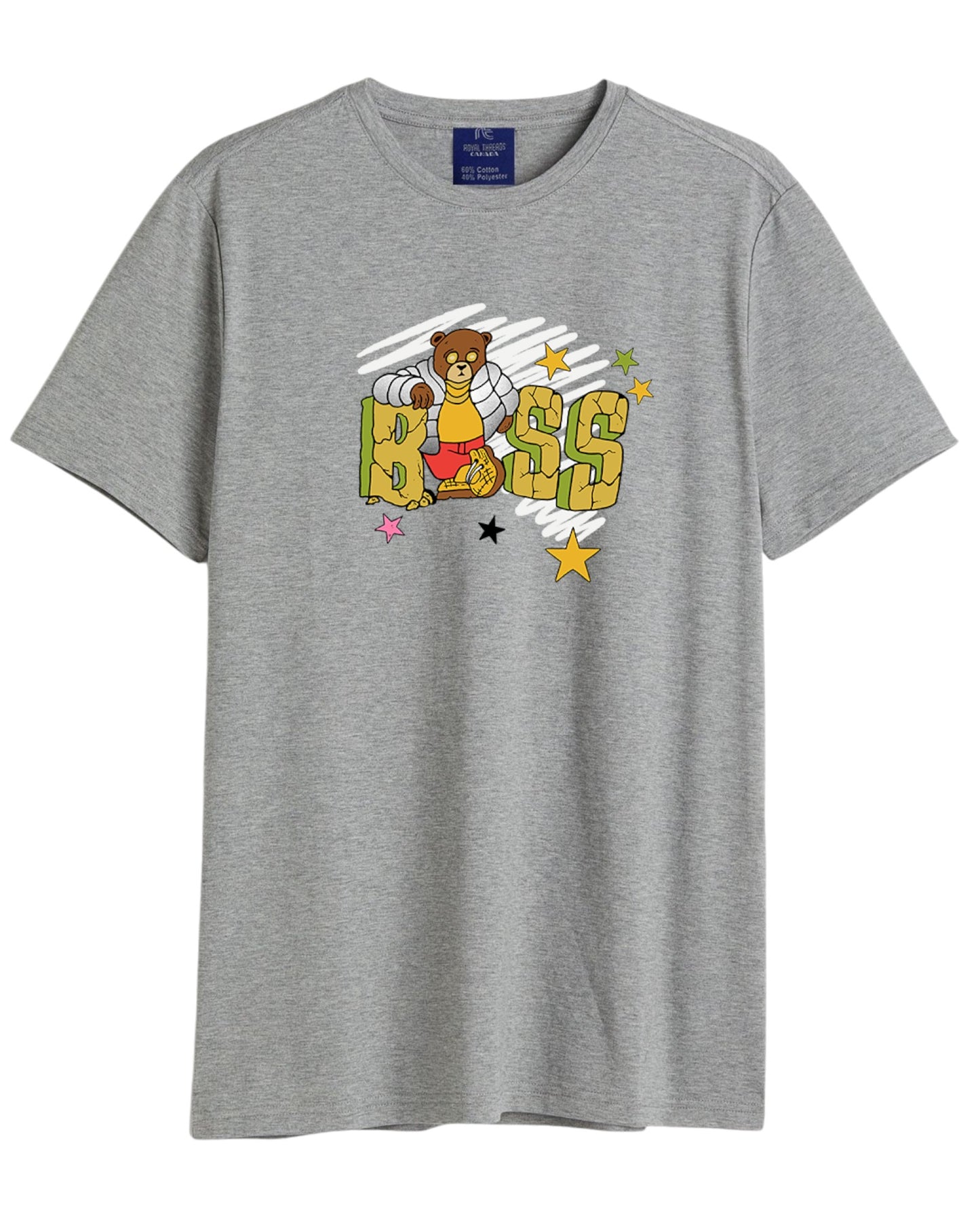 Men's Boss Bear Graphic Printed Cotton T-shirt