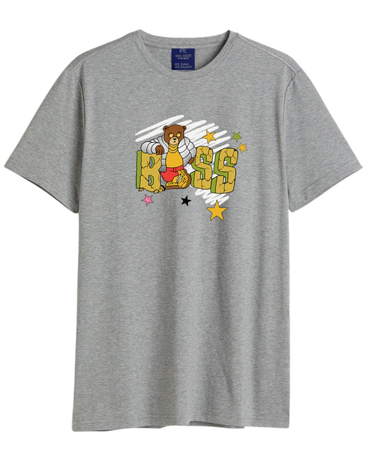 Men's Boss Bear Graphic Printed Cotton T-shirt